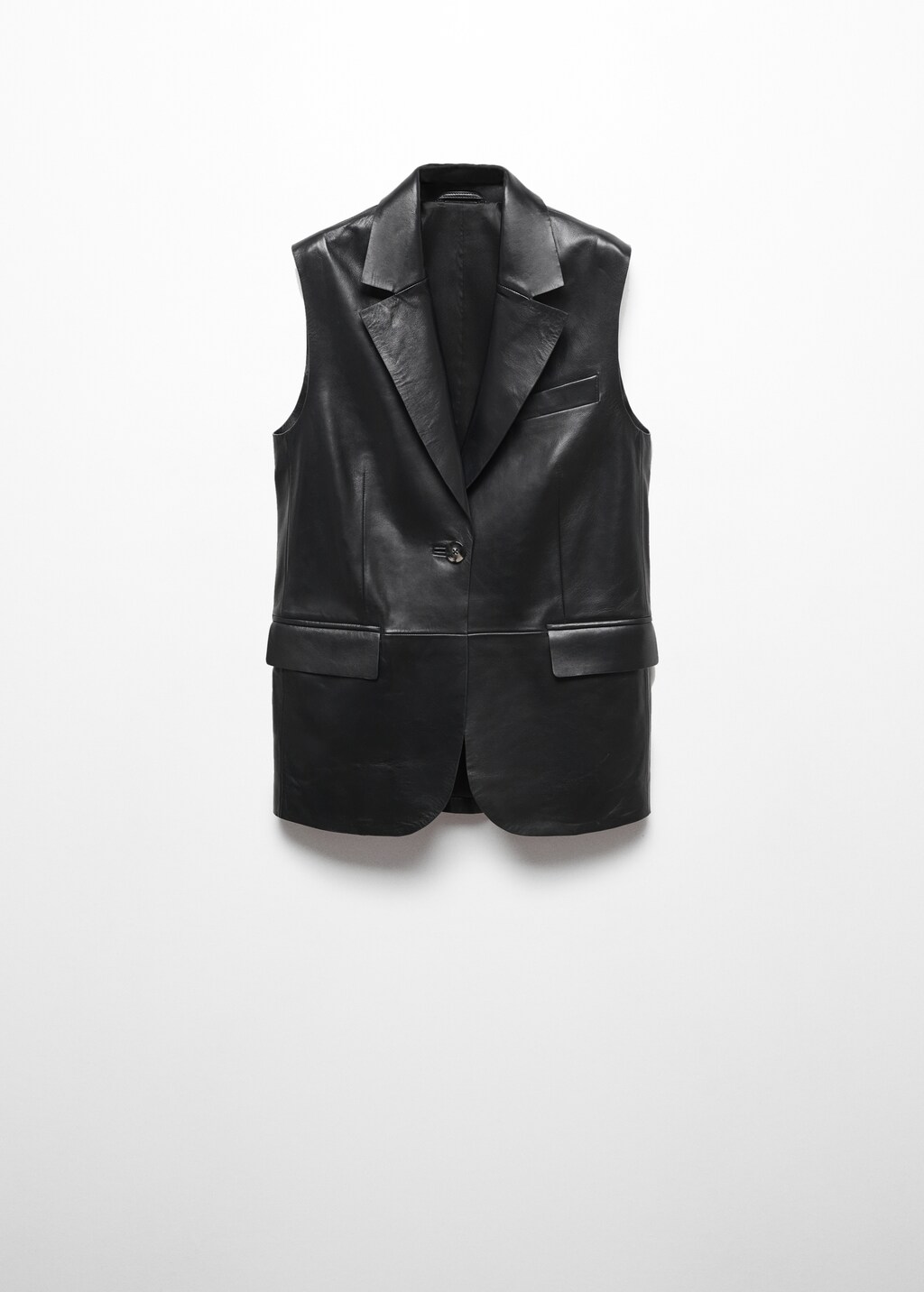 Long leather gilet