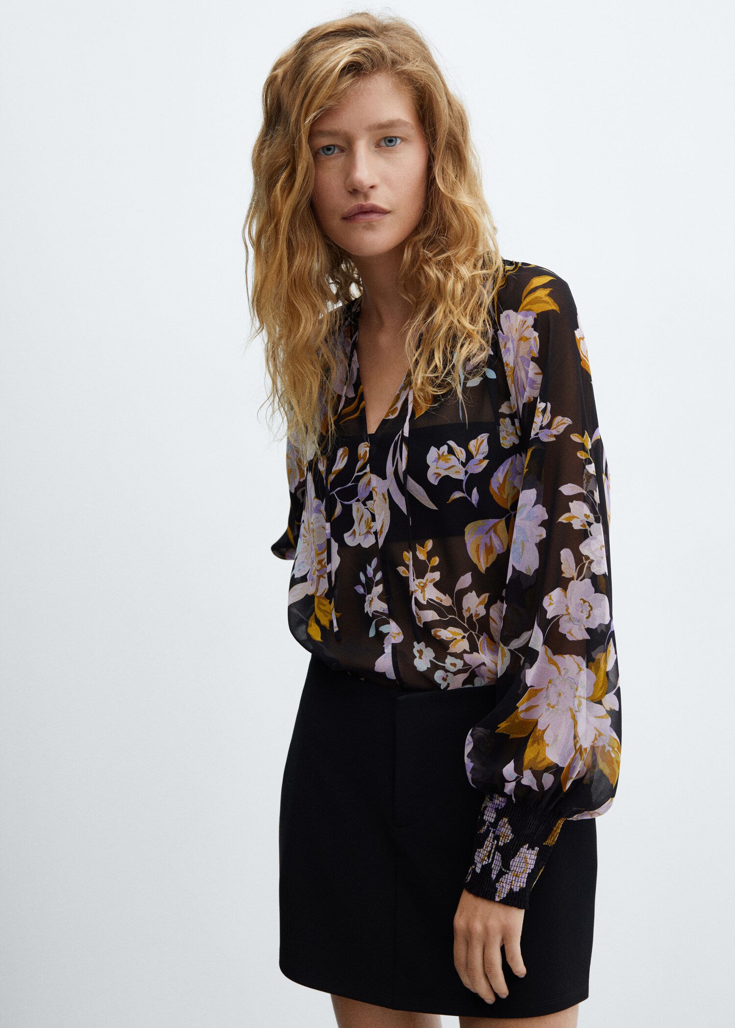 Printed puff sleeve blouse - Medium plane