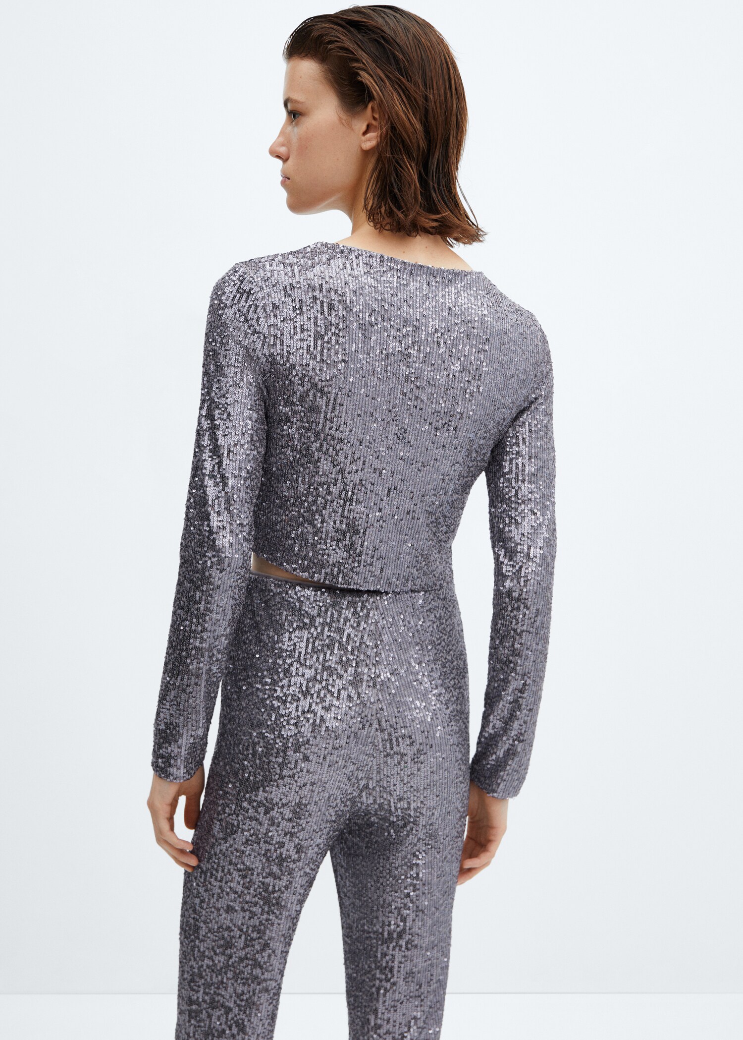 Long-sleeved sequin crop top - Reverse of the article