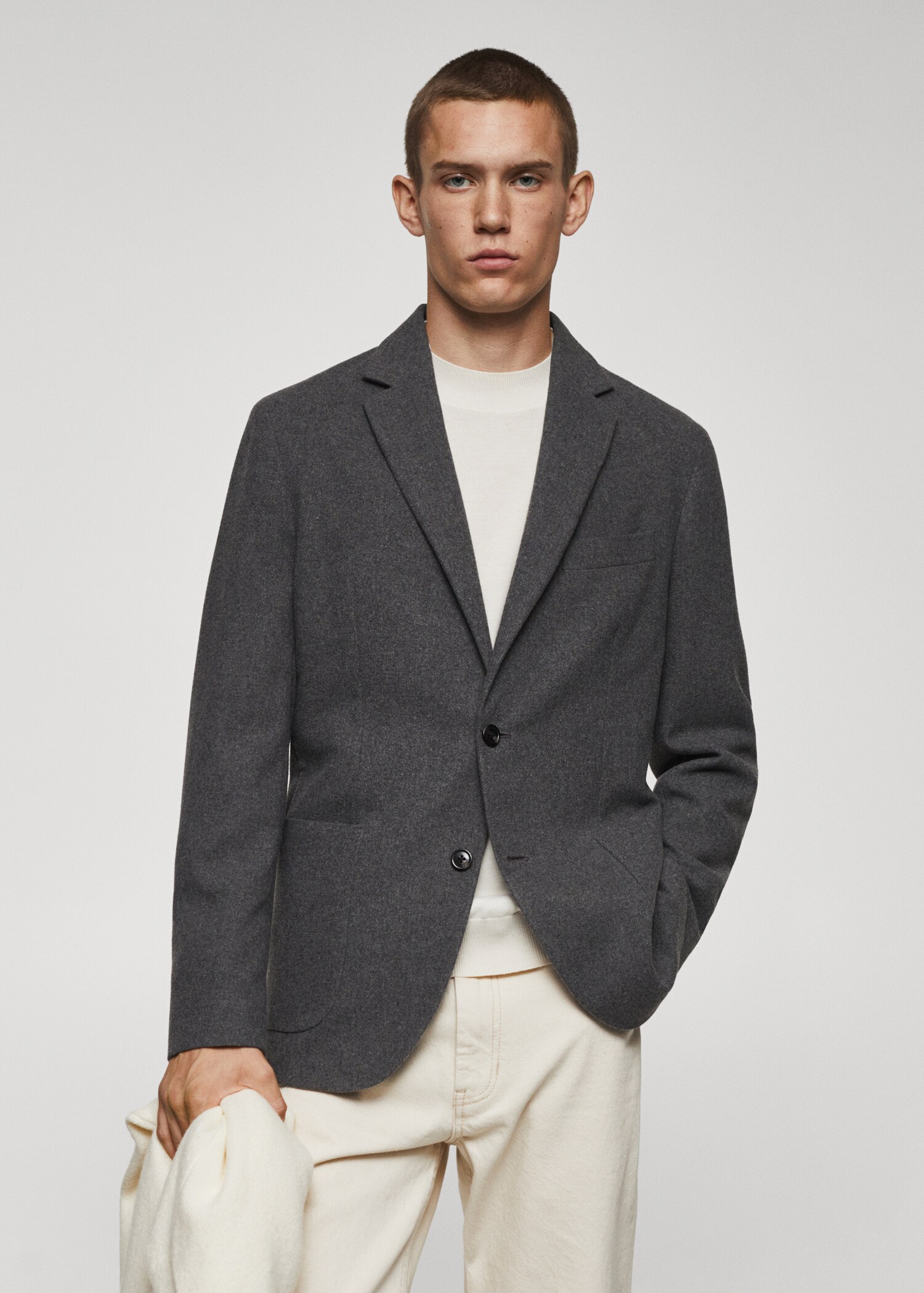 Veste slim fit laine à petits carreaux - Plan moyen