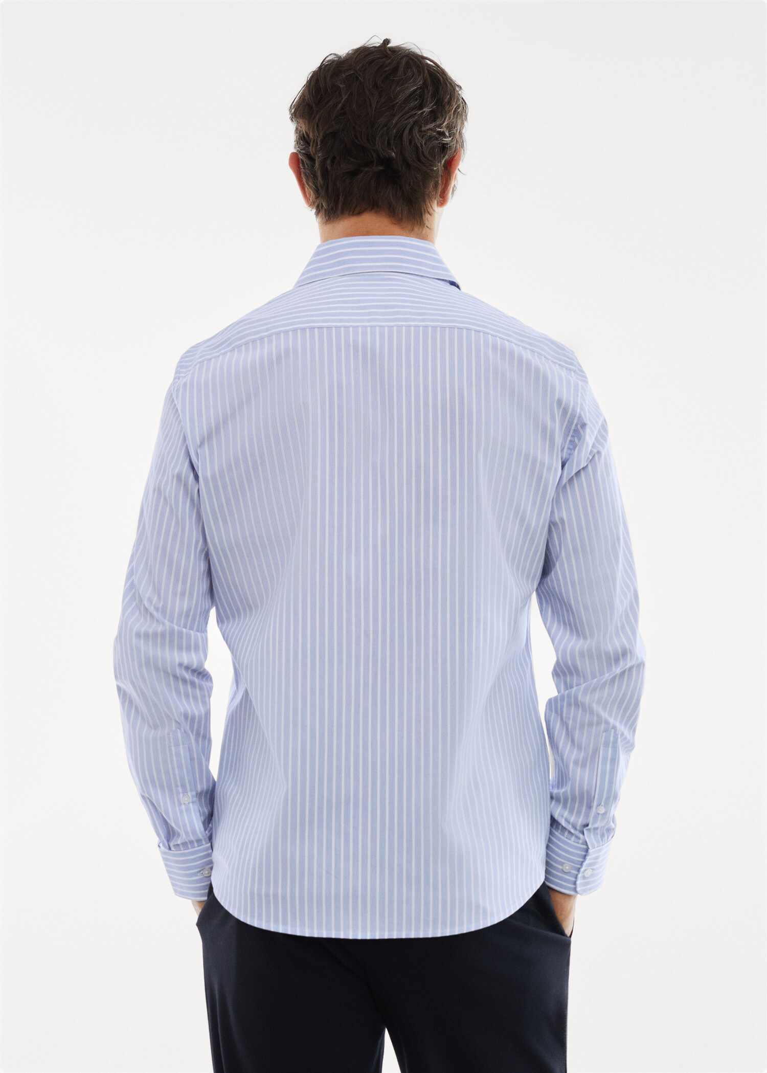 Camisa slim fit ratlles teixit strech - Revers de l'article
