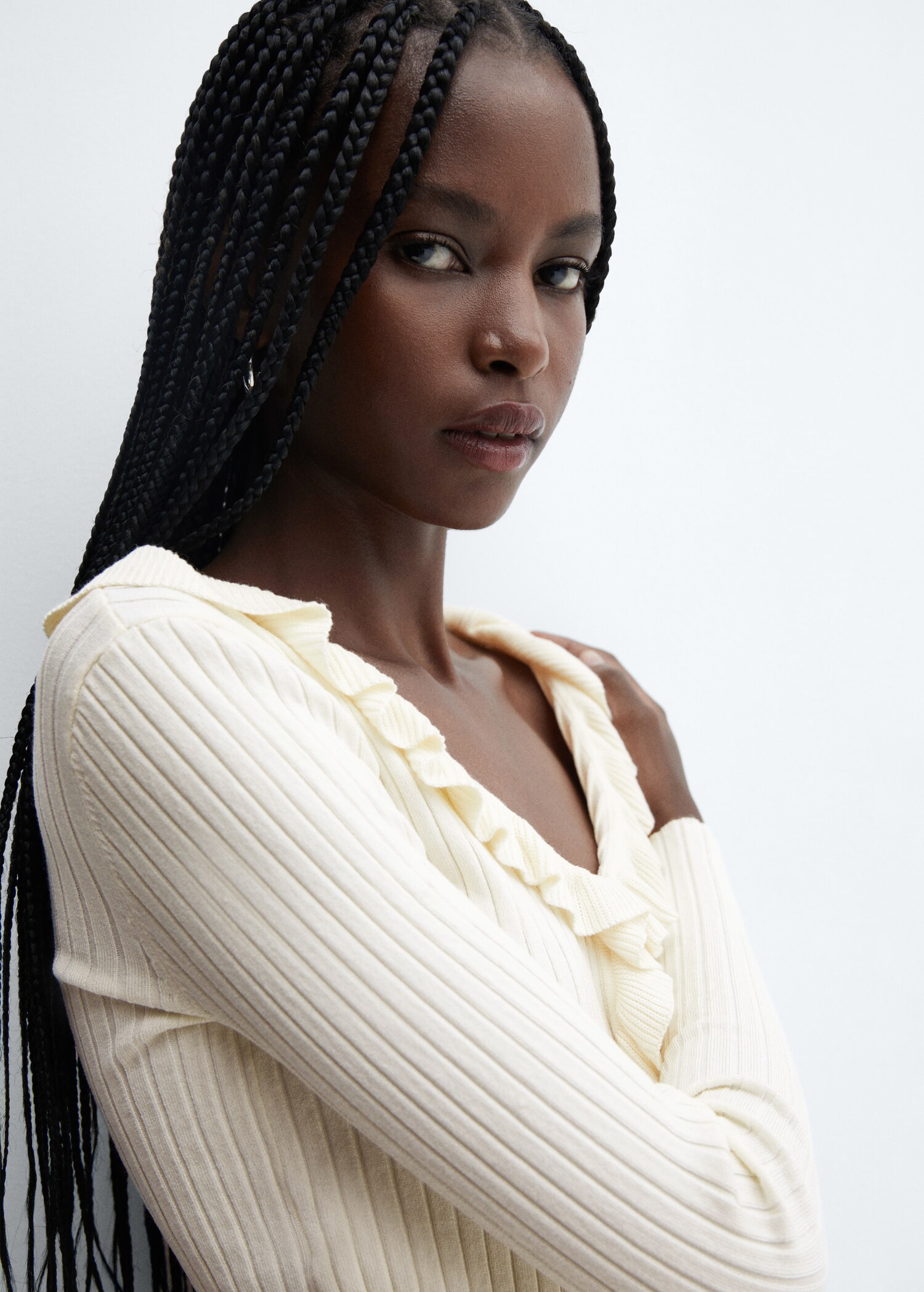 Ruffle  knit cardigan - Details of the article 1