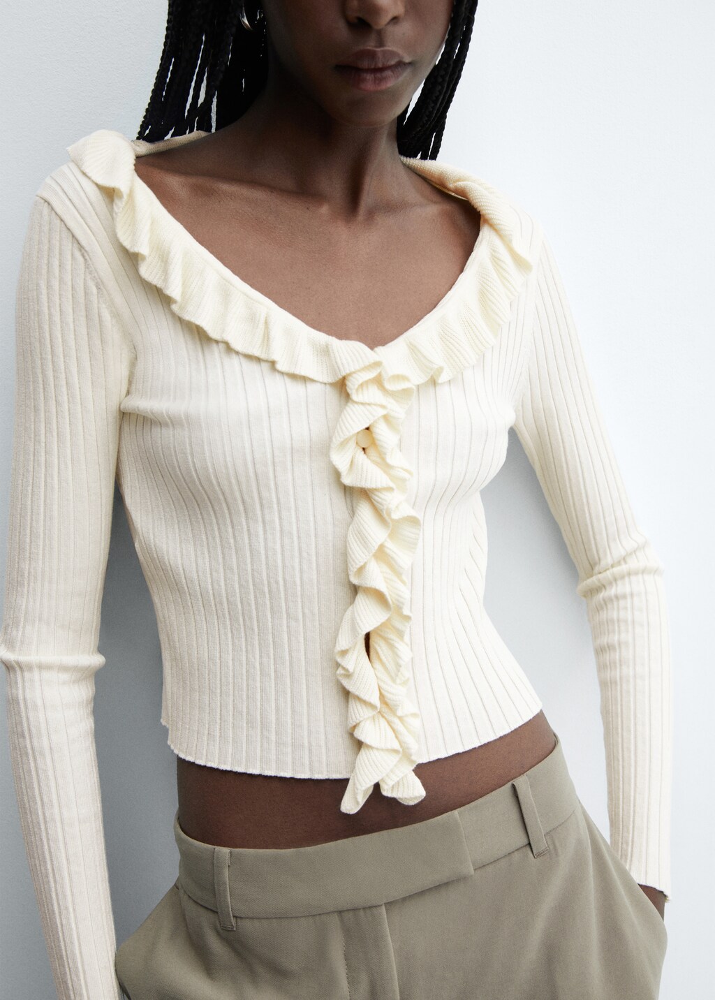 Womens ruffle cardigan cheap