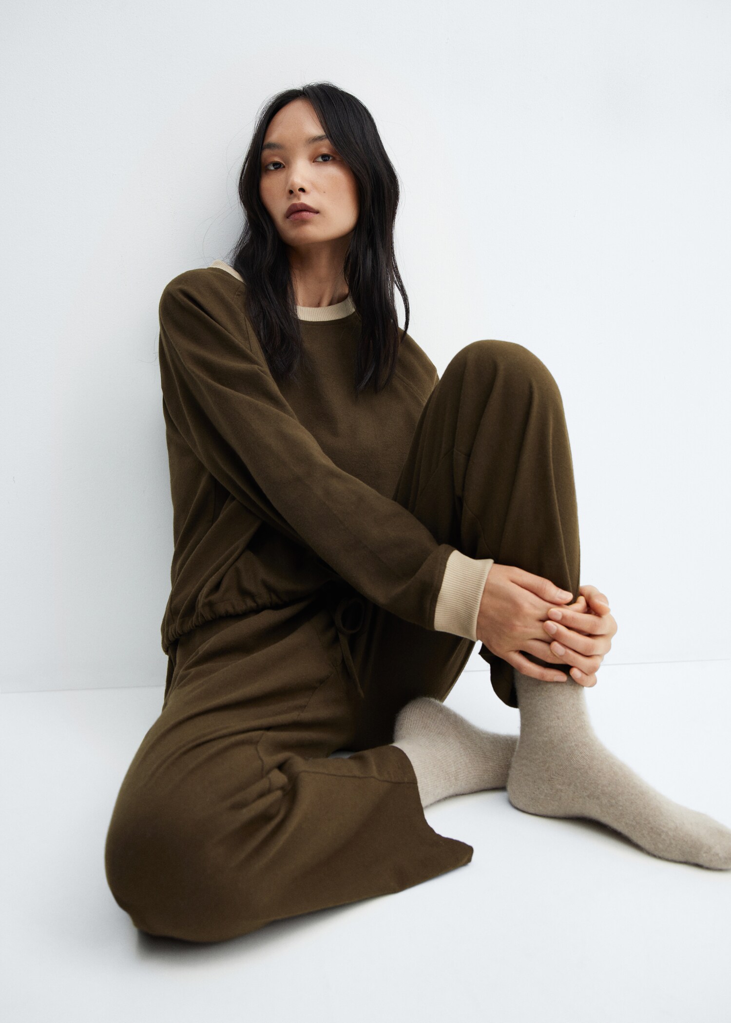 Flannel sweatshirt with adjustable hem - Details of the article 2