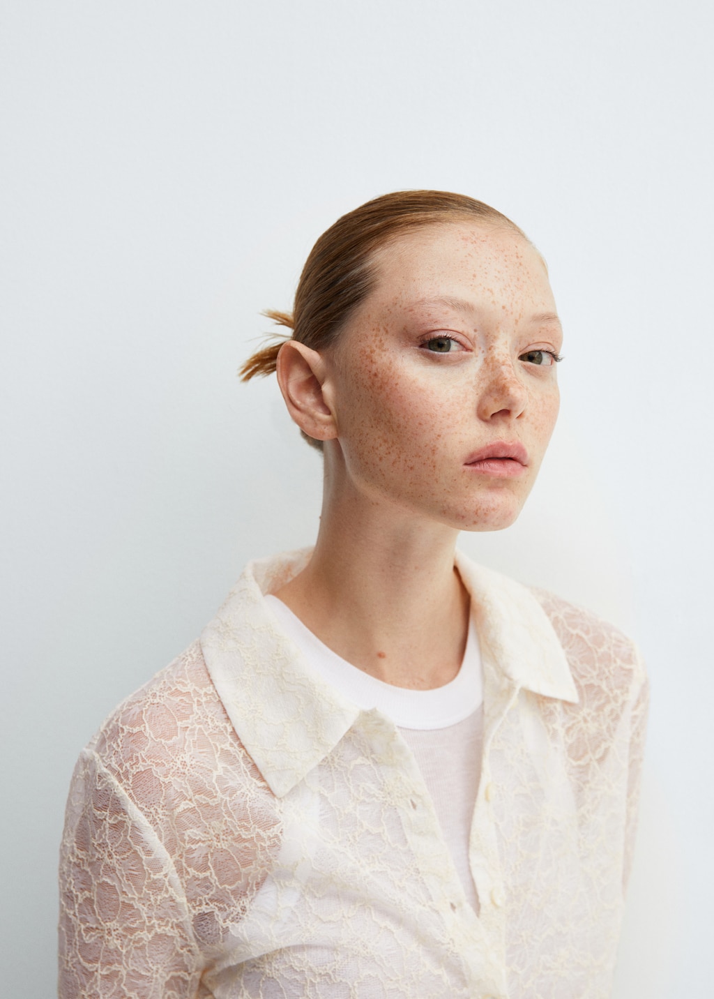 Transparent lace shirt hotsell