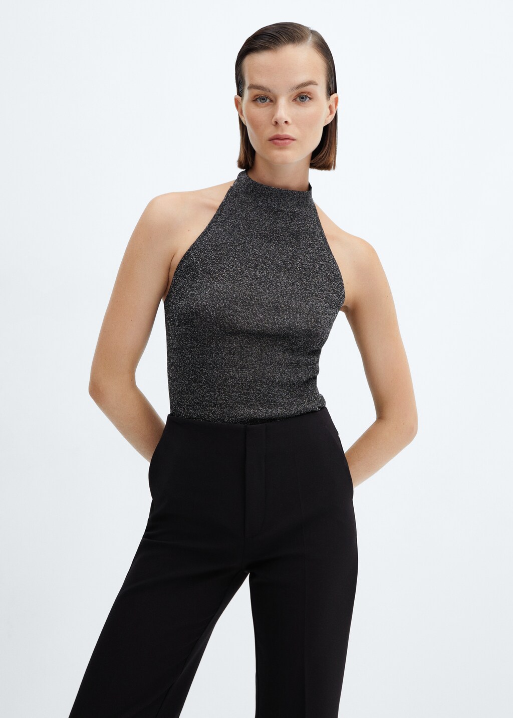 Lurex halter-neck top - Women | MANGO OUTLET USA