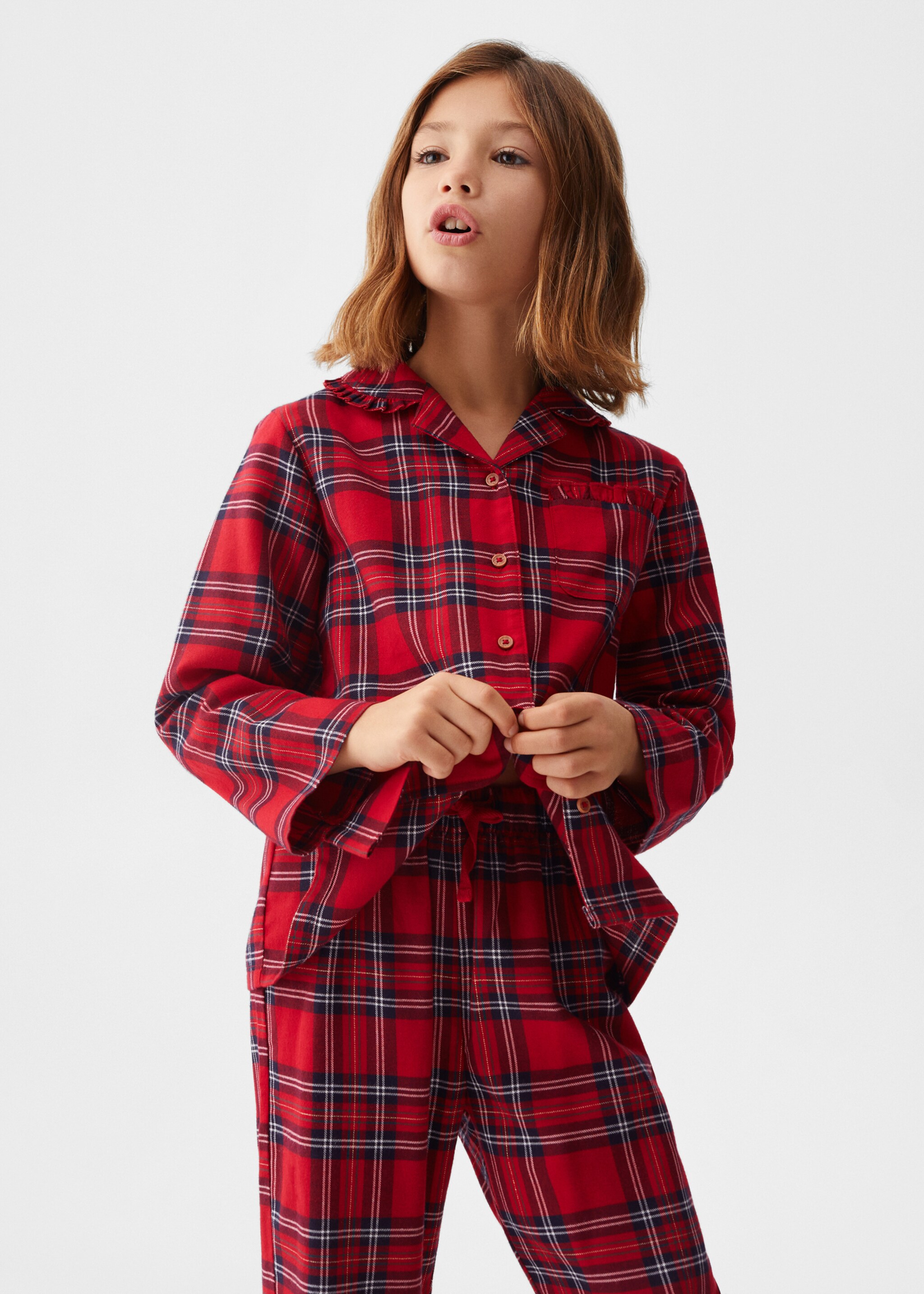 Pyjama long deux pièces carreaux - Plan moyen