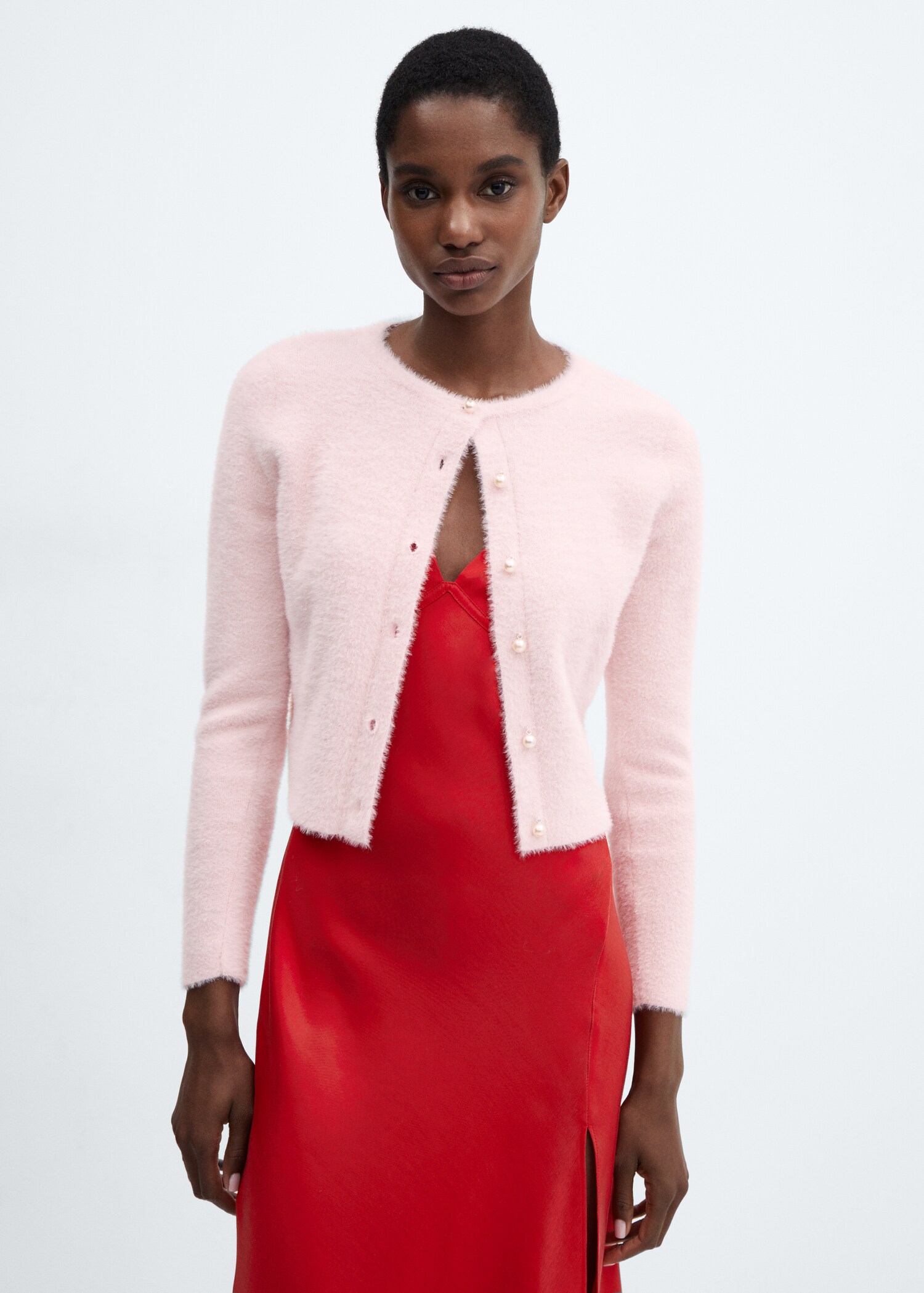 Fur-effect knitted cardigan - Medium plane