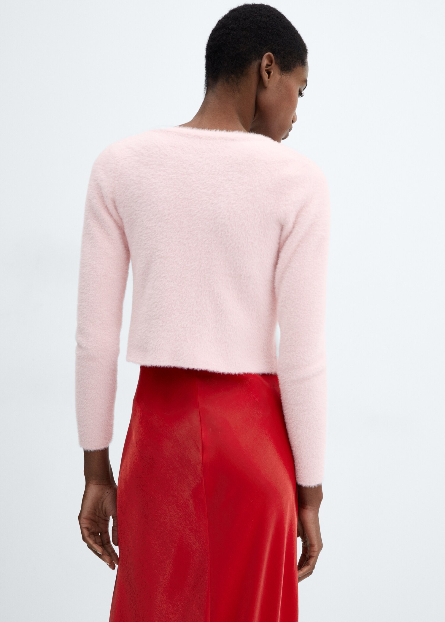 Fur-effect knitted cardigan - Reverse of the article