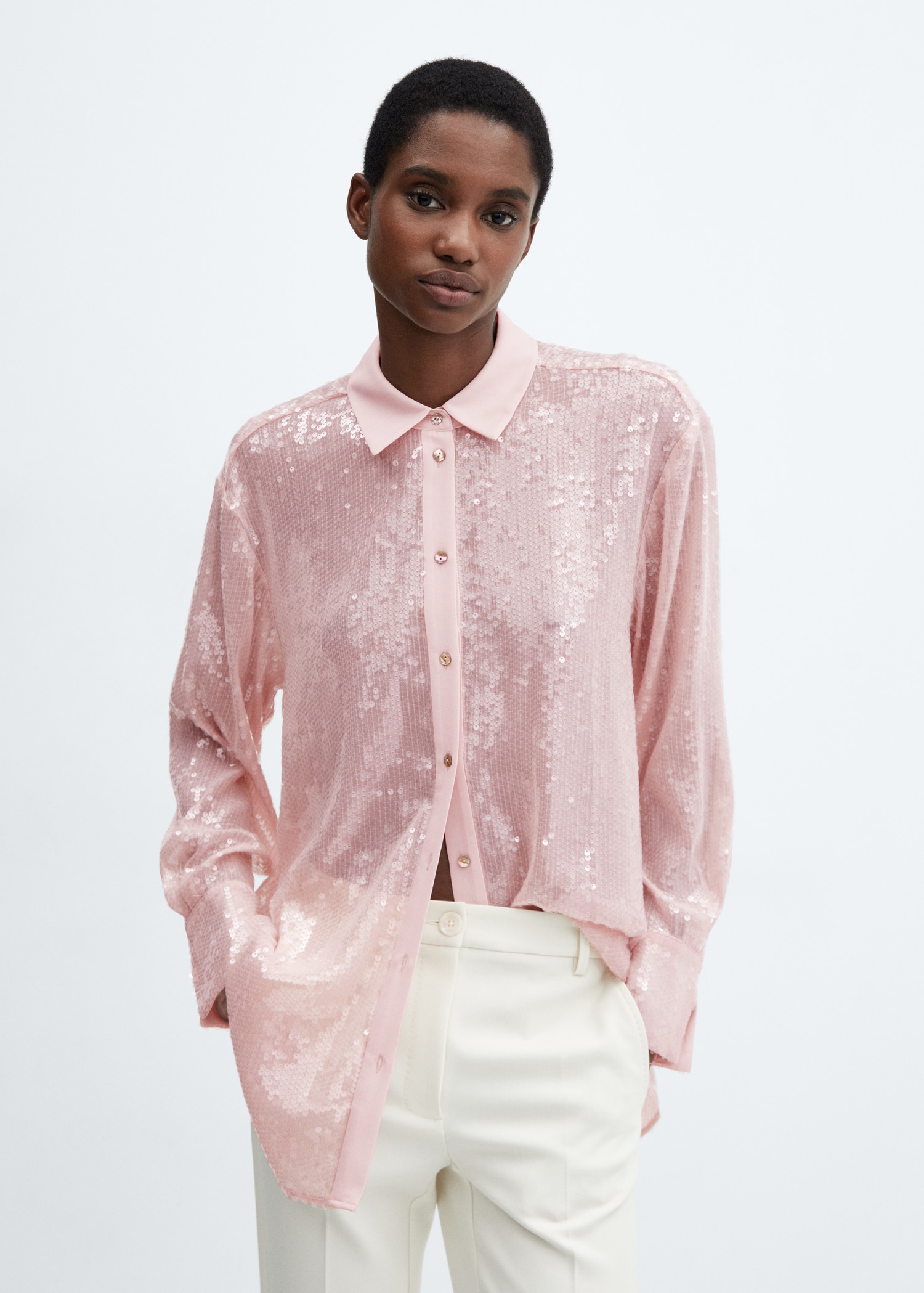 Sequin shirt Women MANGO OUTLET Slovenia - Main Image