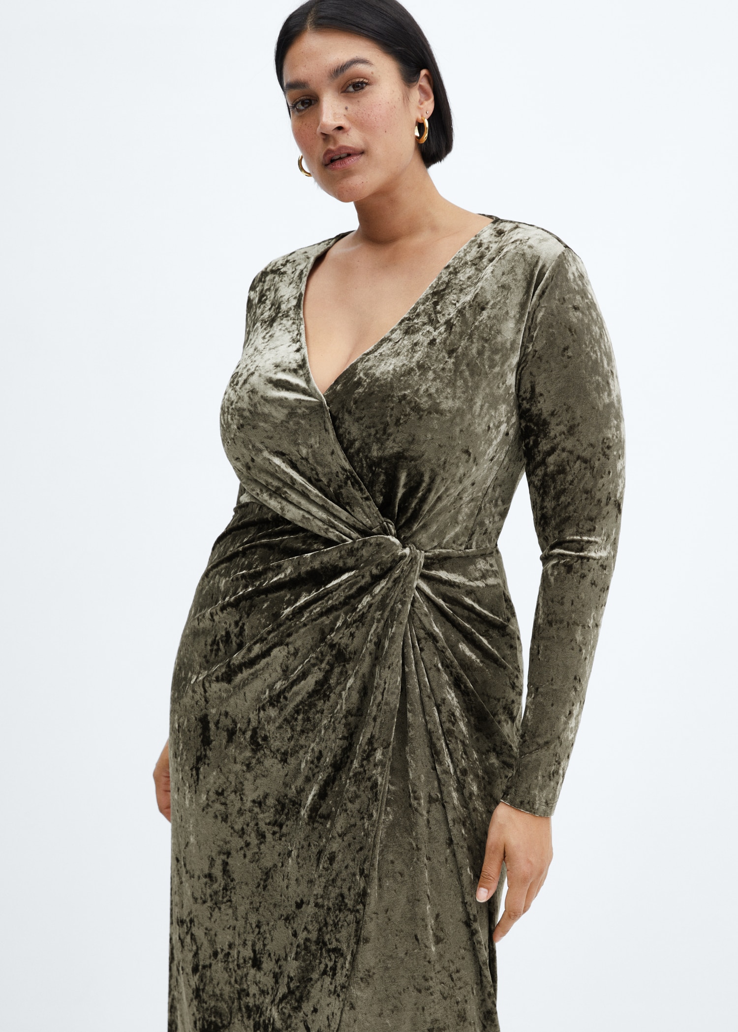 Fluwelen jurk met knoop Dames MANGO OUTLET België