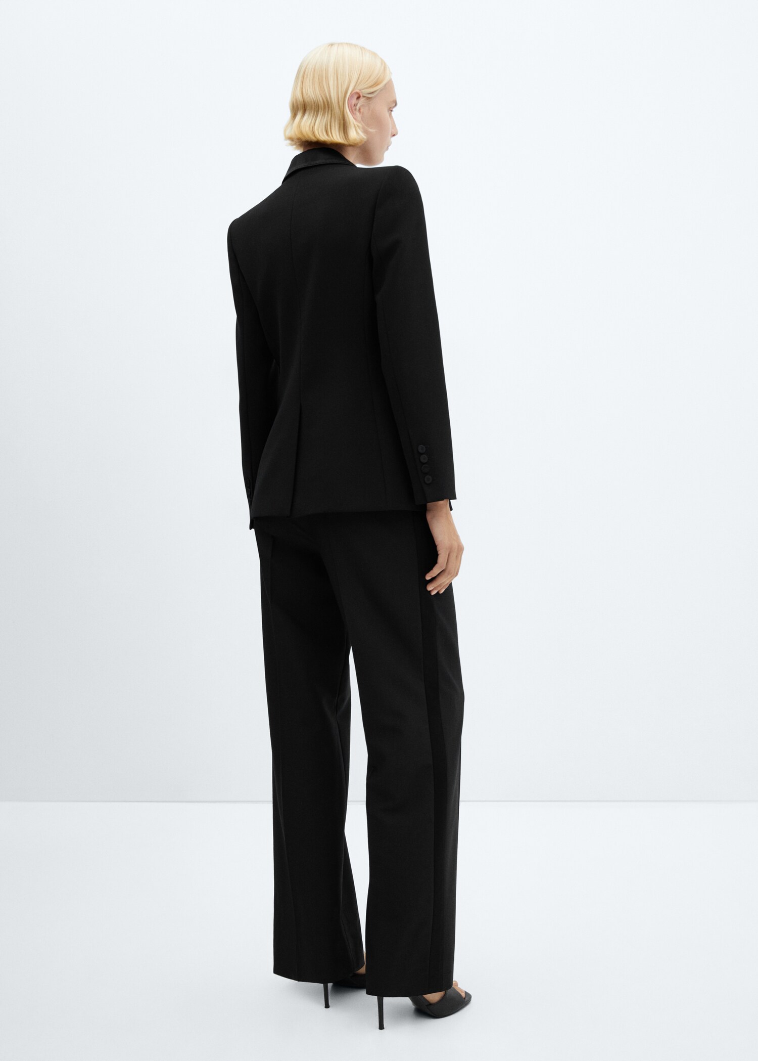 Satin jacket with lapels and maxi-flower - Reverse of the article
