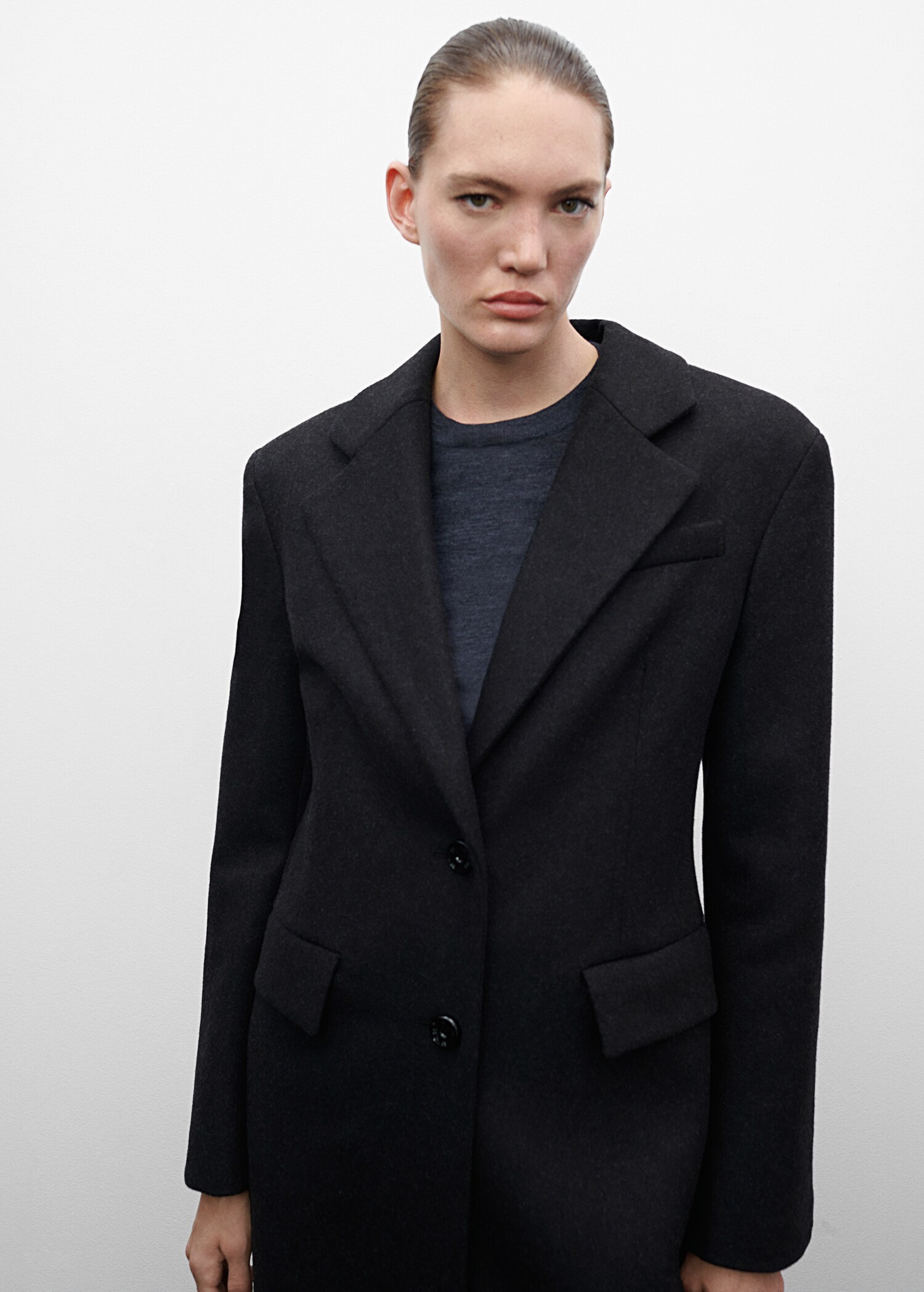 Wool coat with shoulder pads - Medium plane