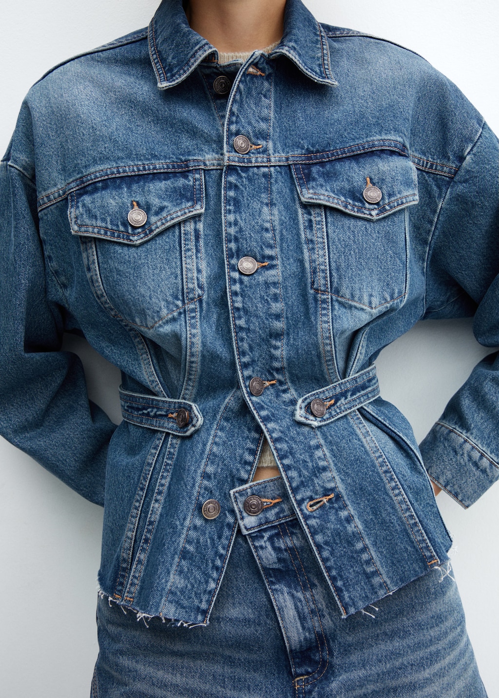 Fitted denim jacket women hot sale