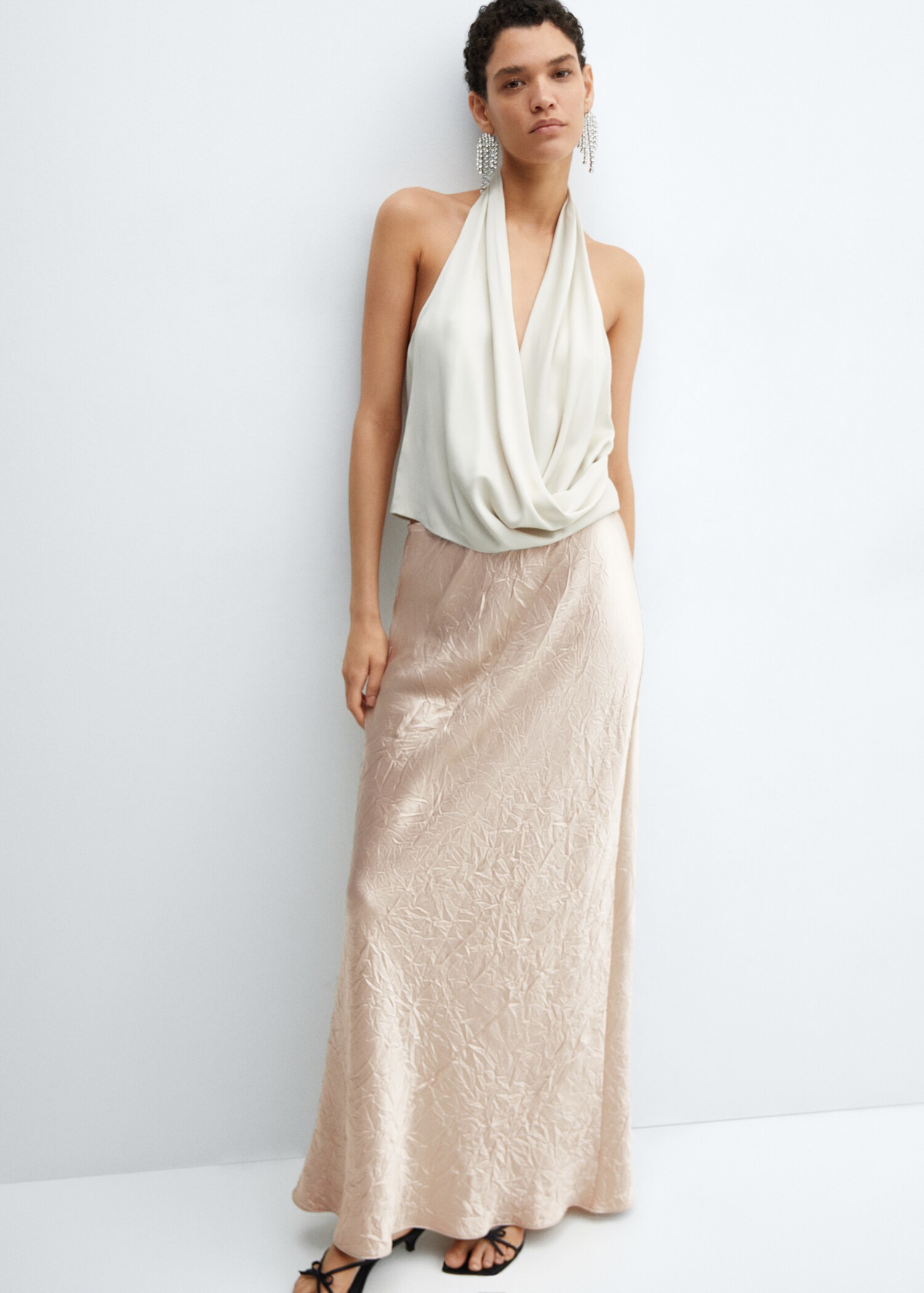 Extra-long satin skirt - Details of the article 2