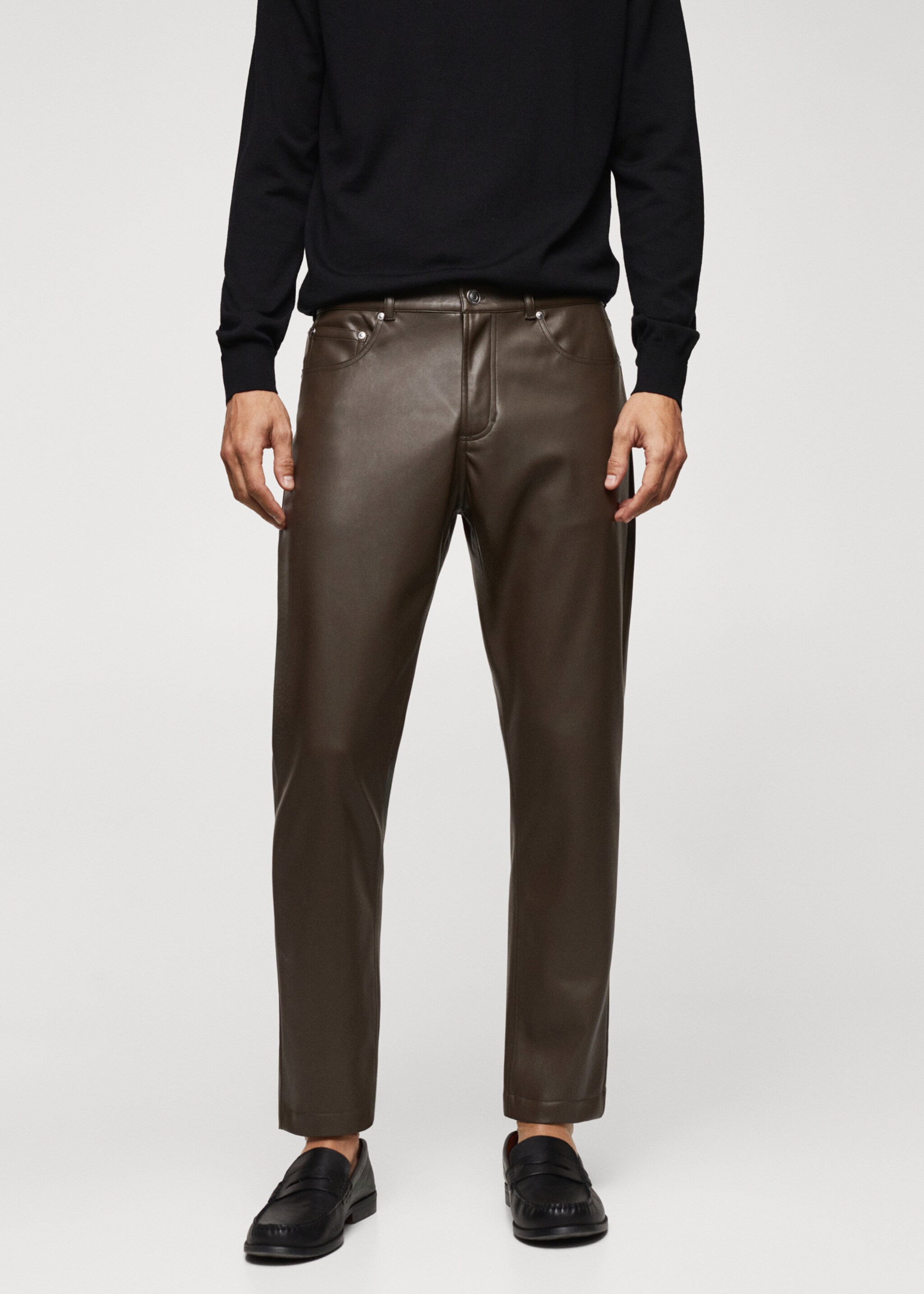 Leather-effect slim-fit trousers - Medium plane