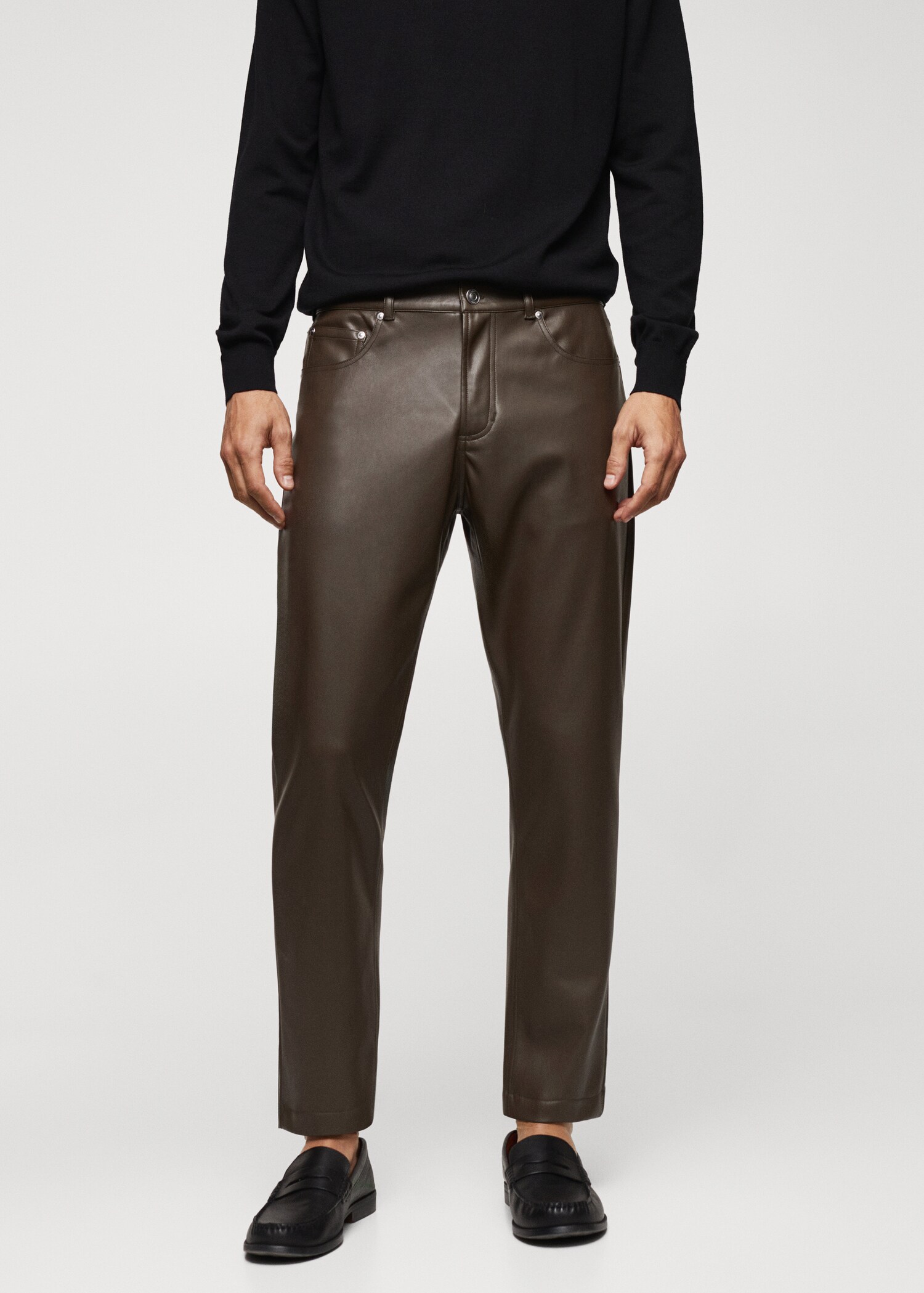 Leather-effect slim-fit trousers - Medium plane