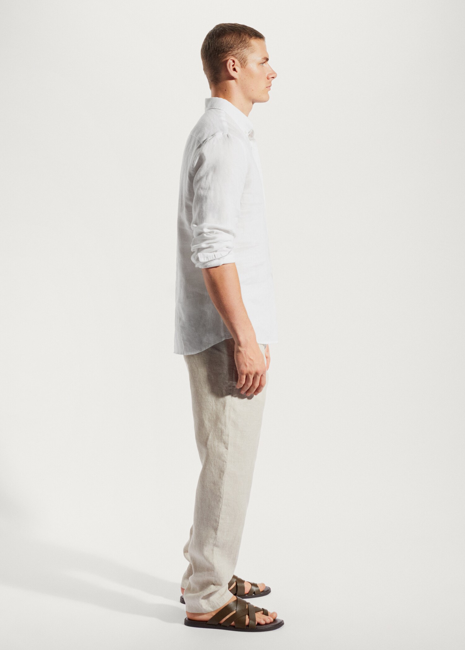 100% linen slim-fit shirt - Details of the article 2