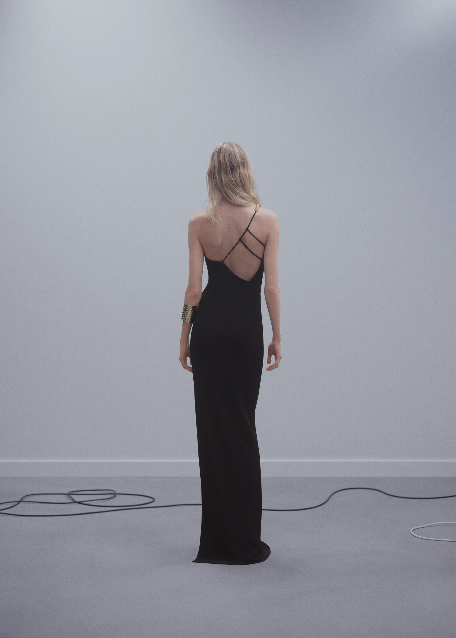 Asymmetrical dress with metallic appliqué - Reverse of the article
