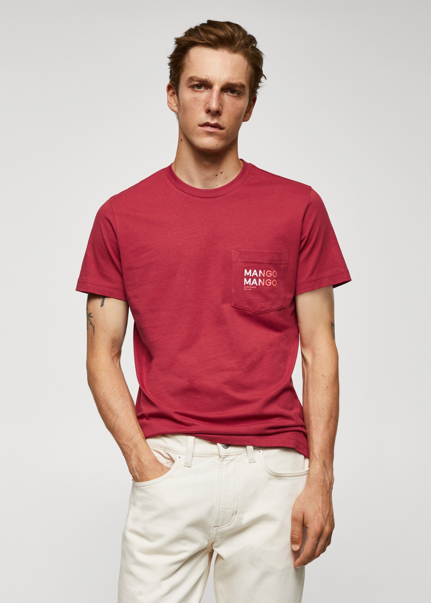 Baumwoll-T-Shirt mit Logo-Print - Mittlere Ansicht