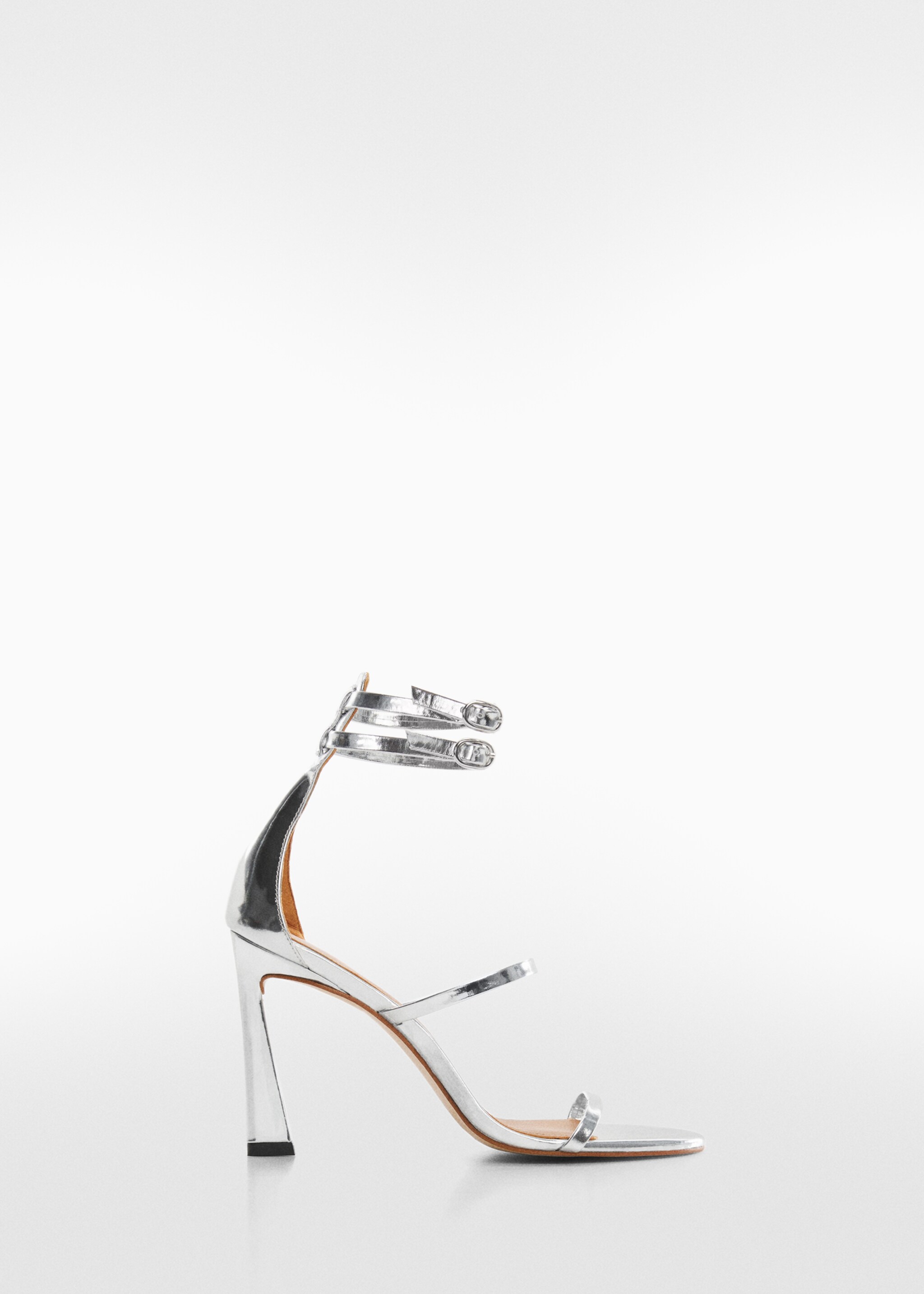 Leather ankle-cuff sandals - Article without model, Silver. Ref: 57081176-00.