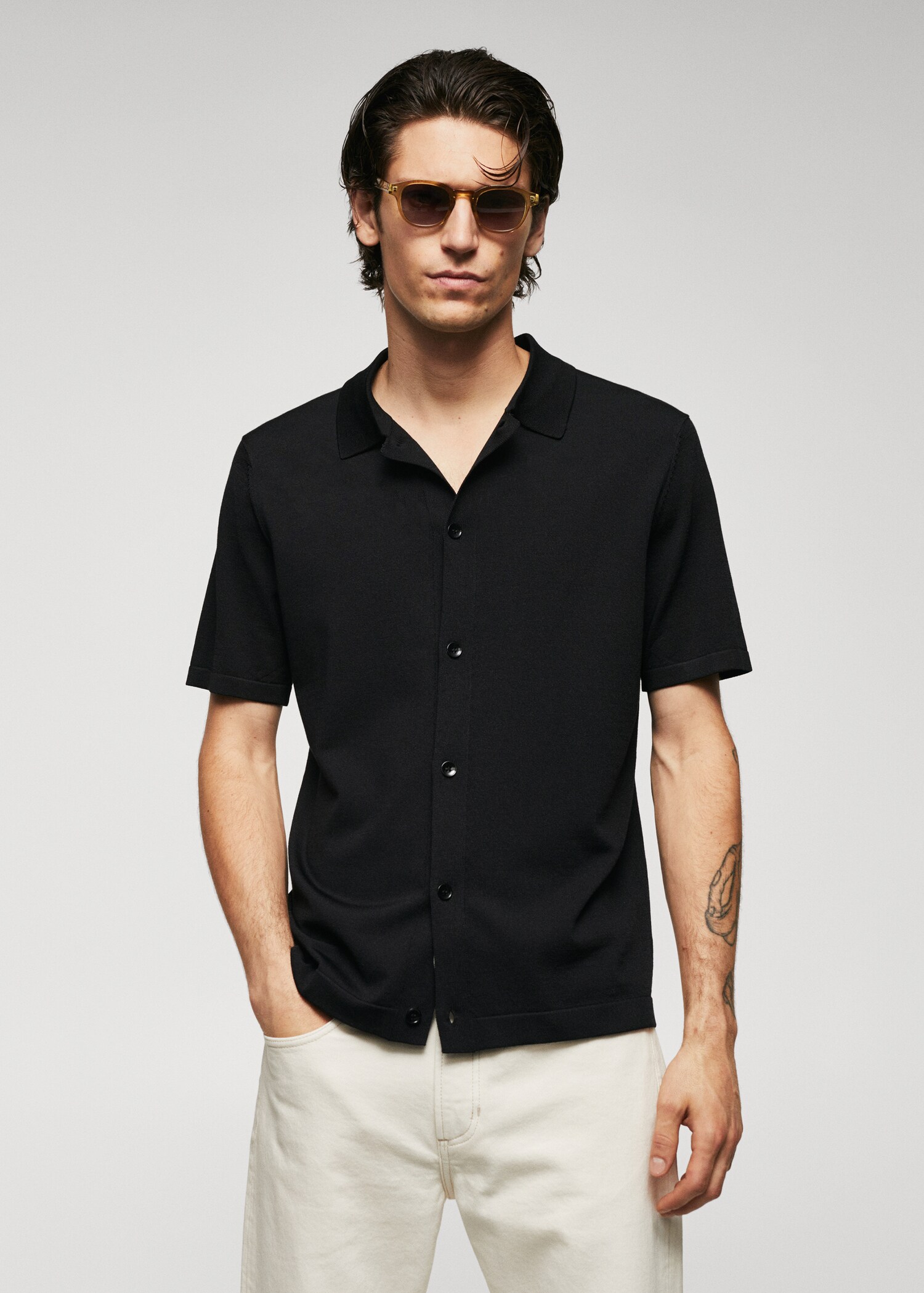 Polo maglia microstruttura abbottonata - Piano medio
