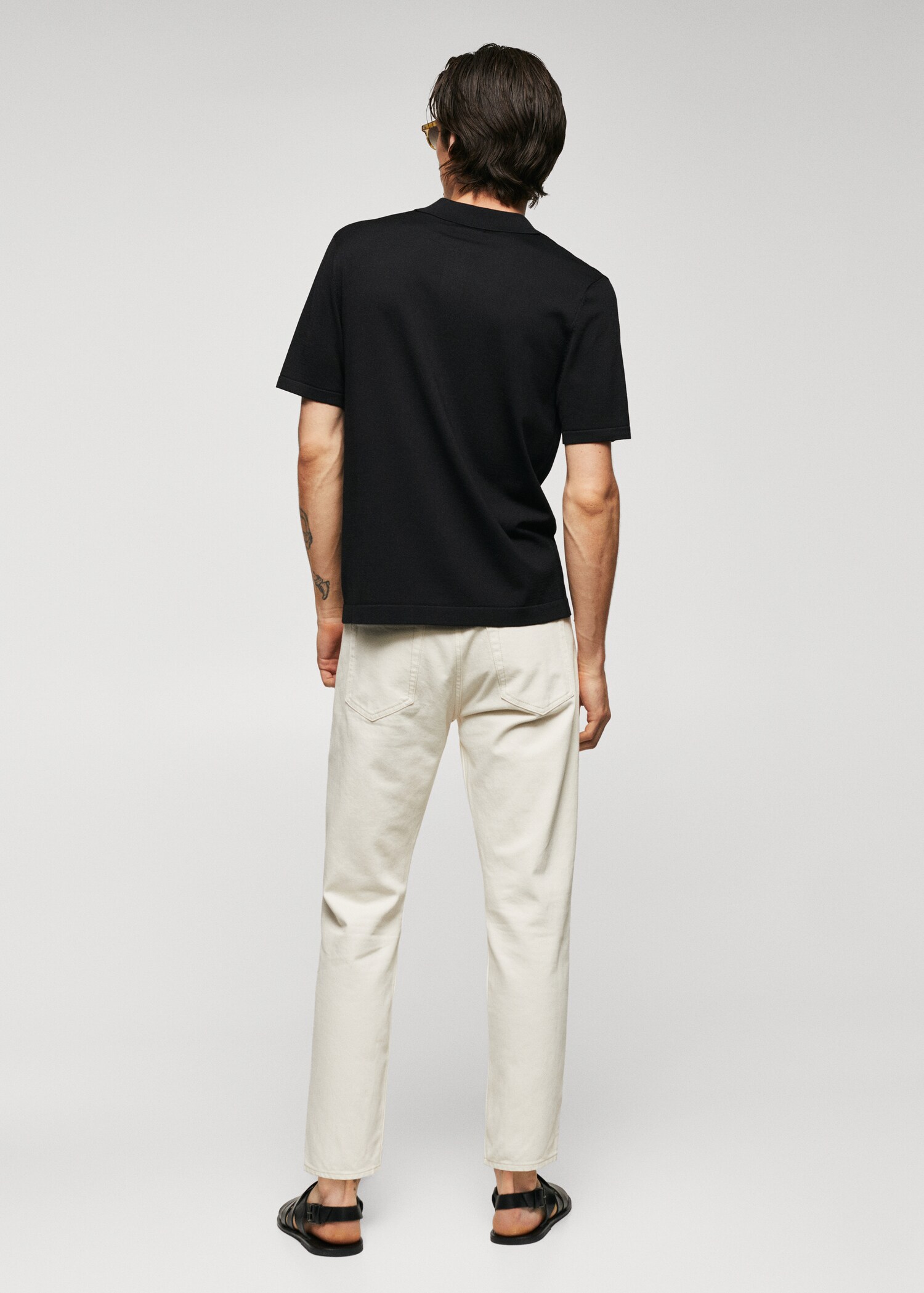 Polo maglia microstruttura abbottonata - Retro dell'articolo