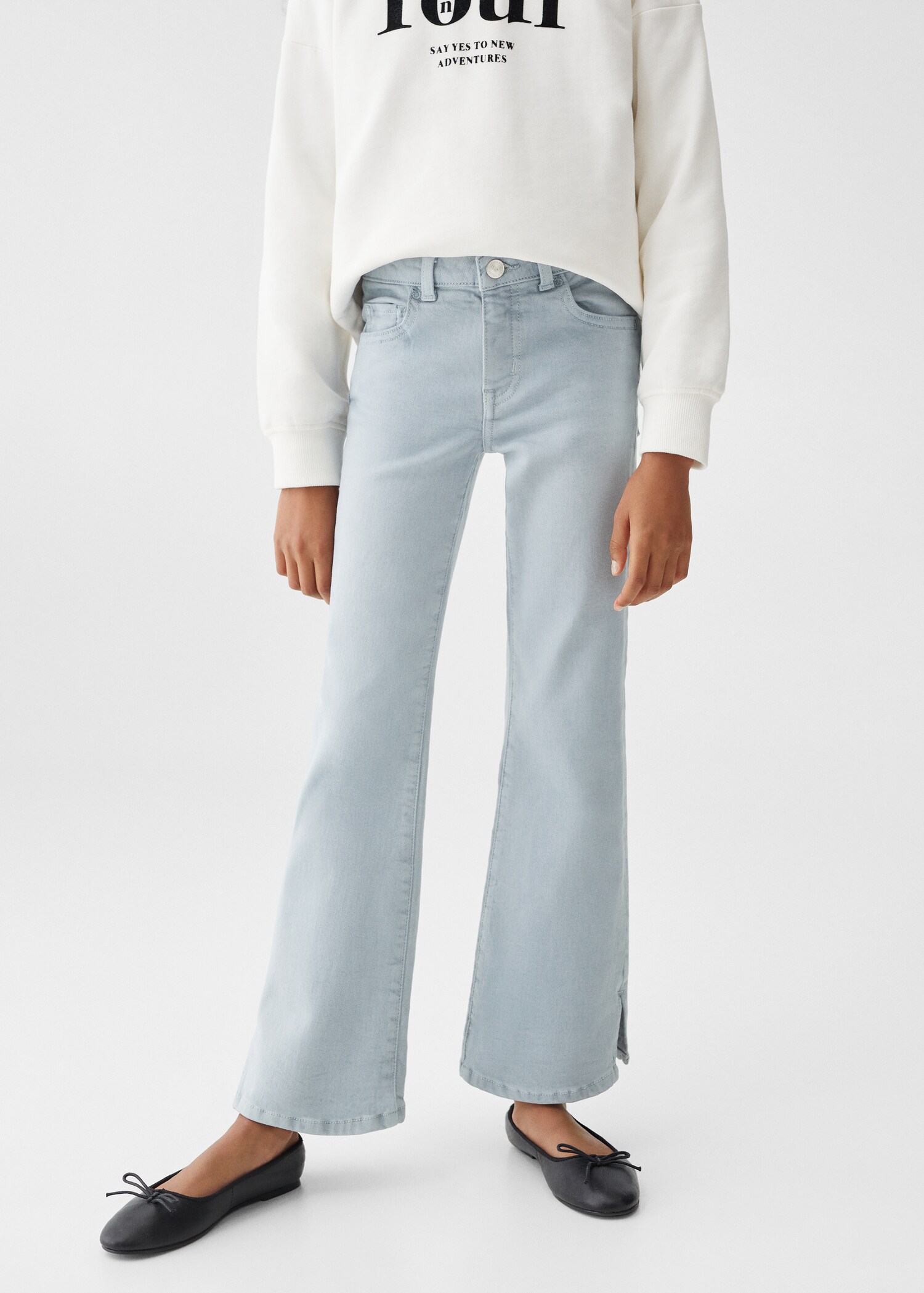 Flared jeans with slits - Medium plane