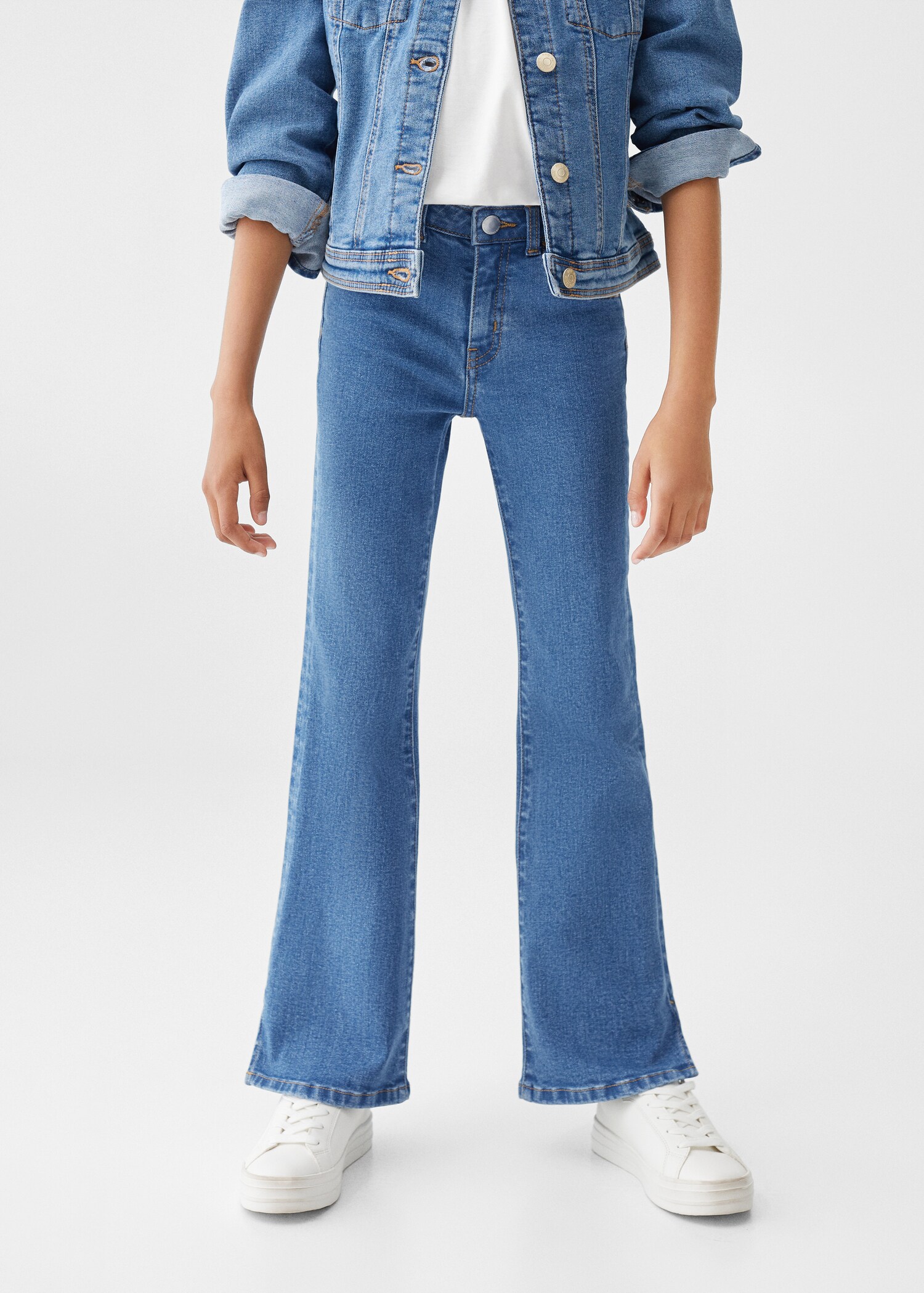 Flared jeans with slits - Medium plane