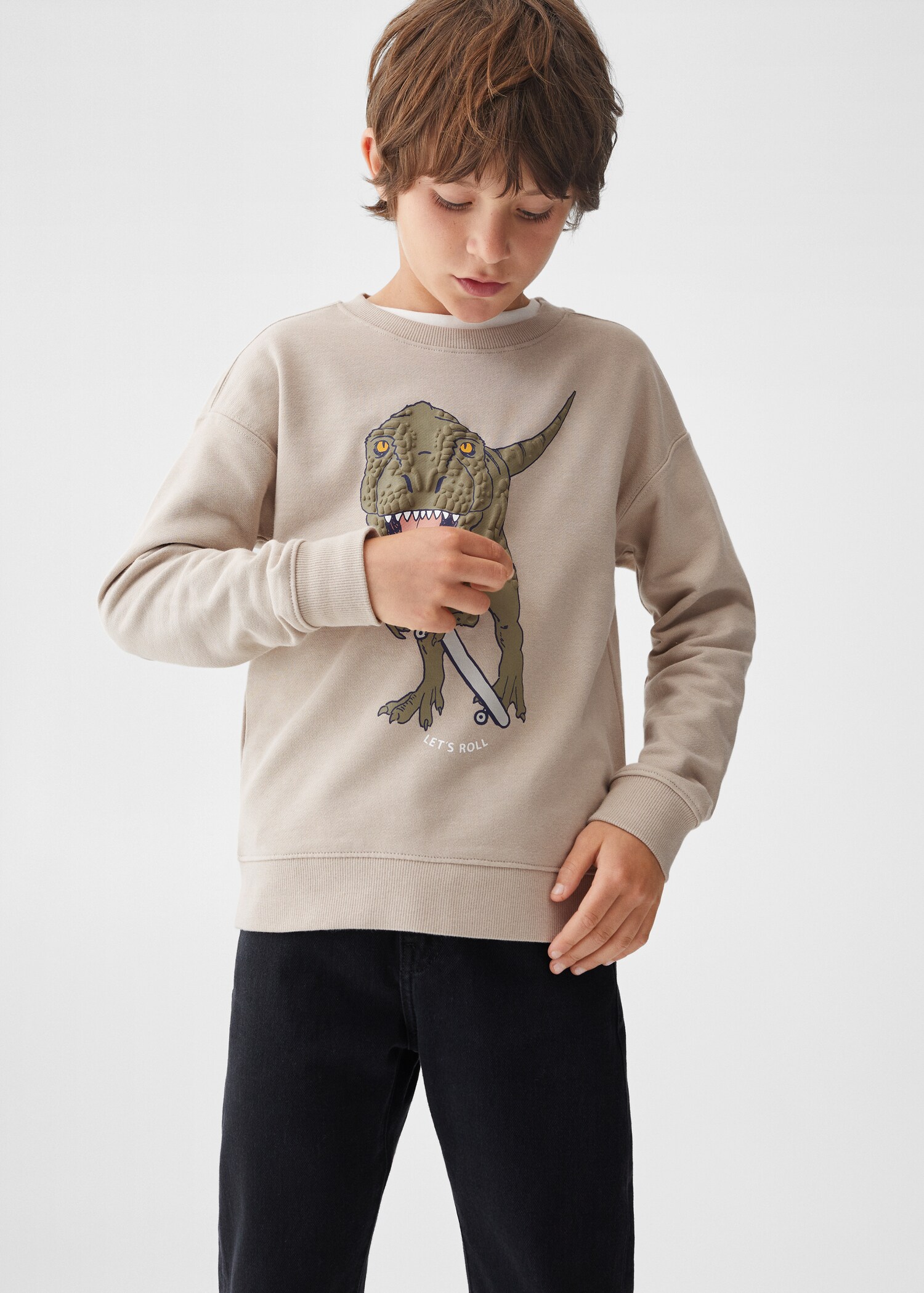 Baumwoll-Sweatshirt mit Cartoon - Mittlere Ansicht