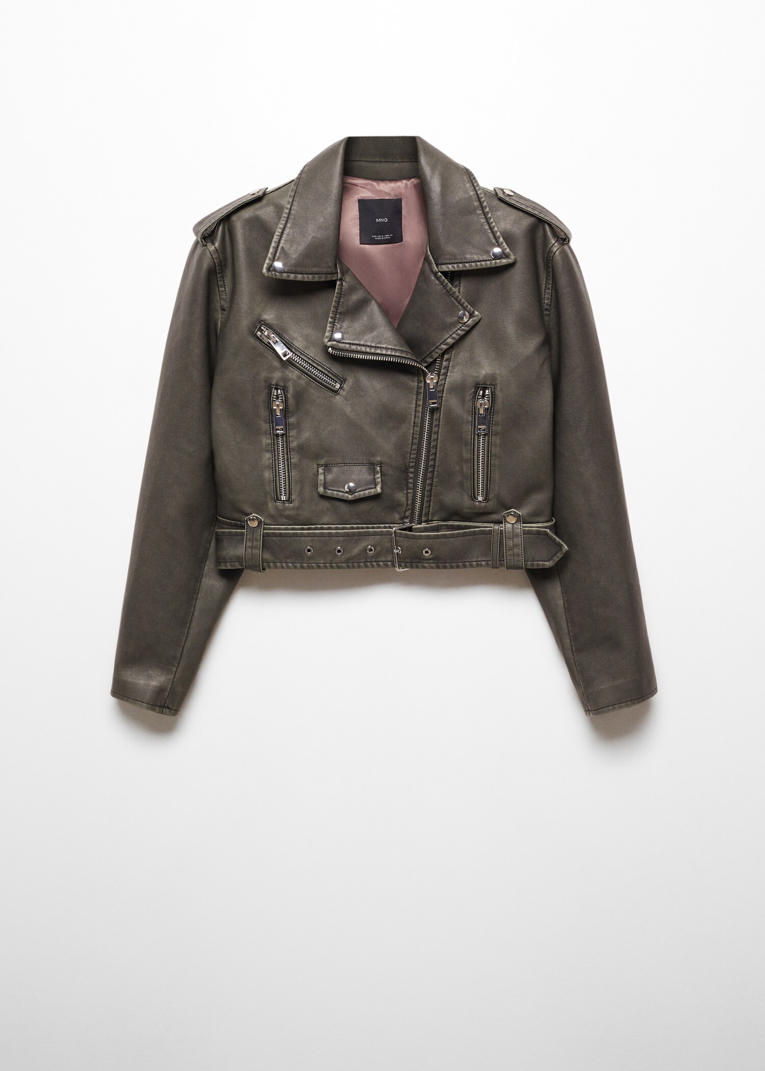 Distressed-effect biker jacket - Article without model