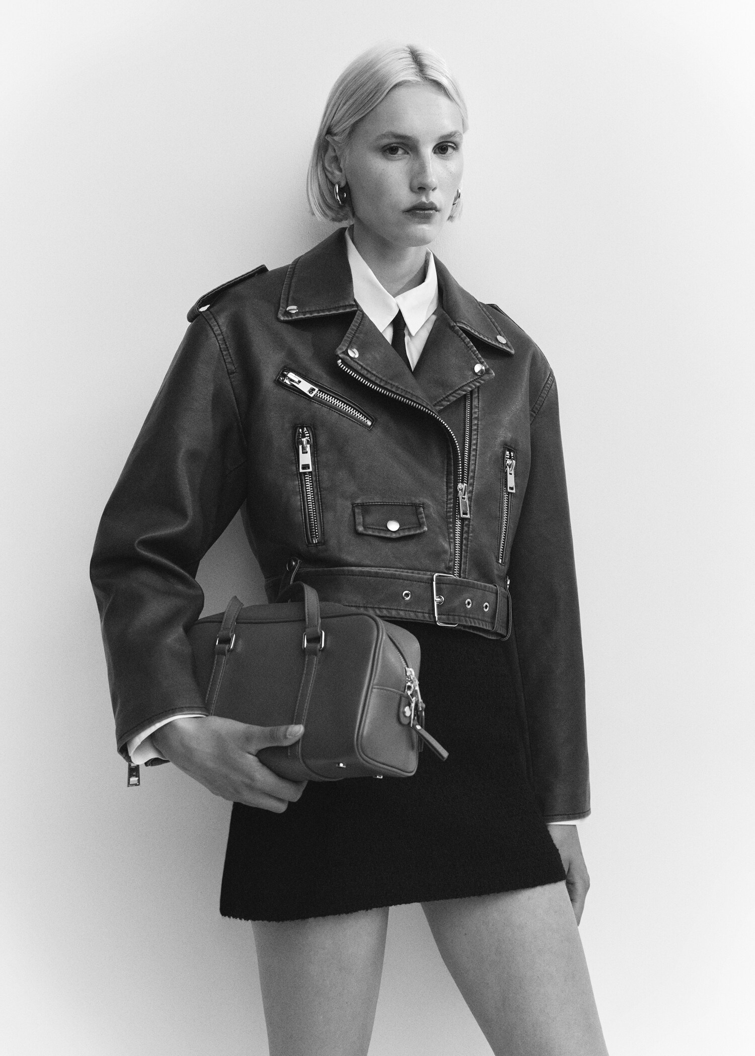 Distressed-effect biker jacket - Details of the article 2