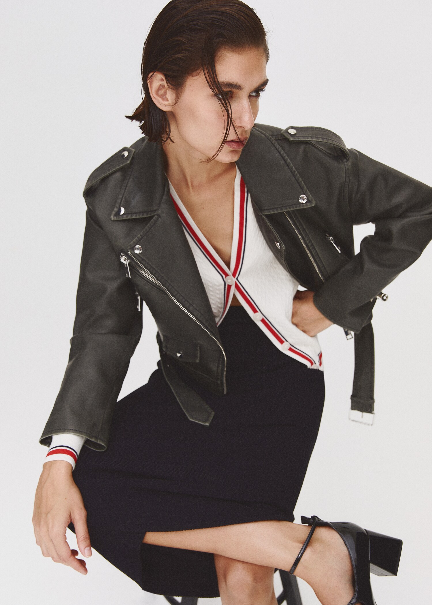 Distressed-effect biker jacket - Details of the article 6