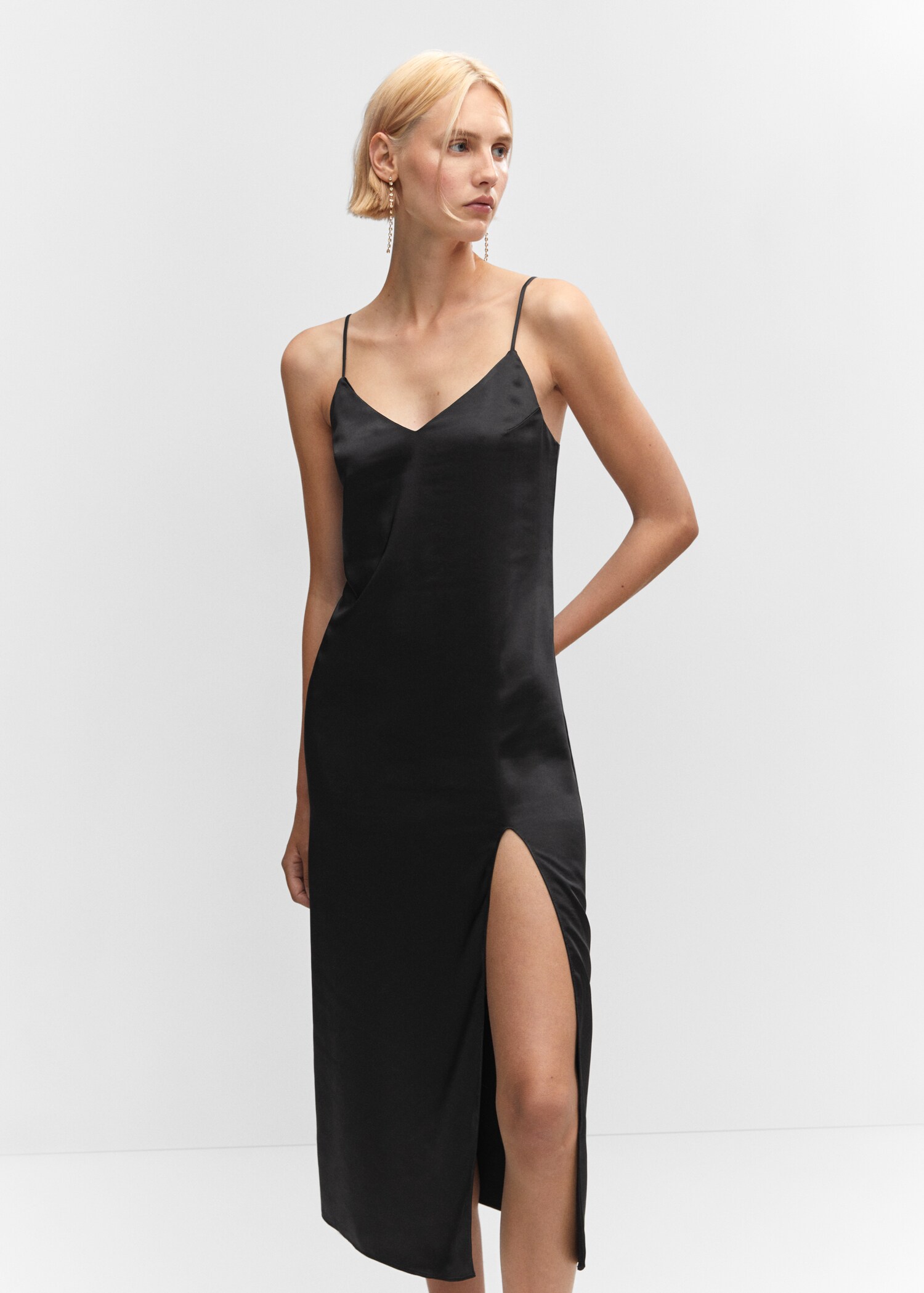 Side-slit satin dress - Medium plane