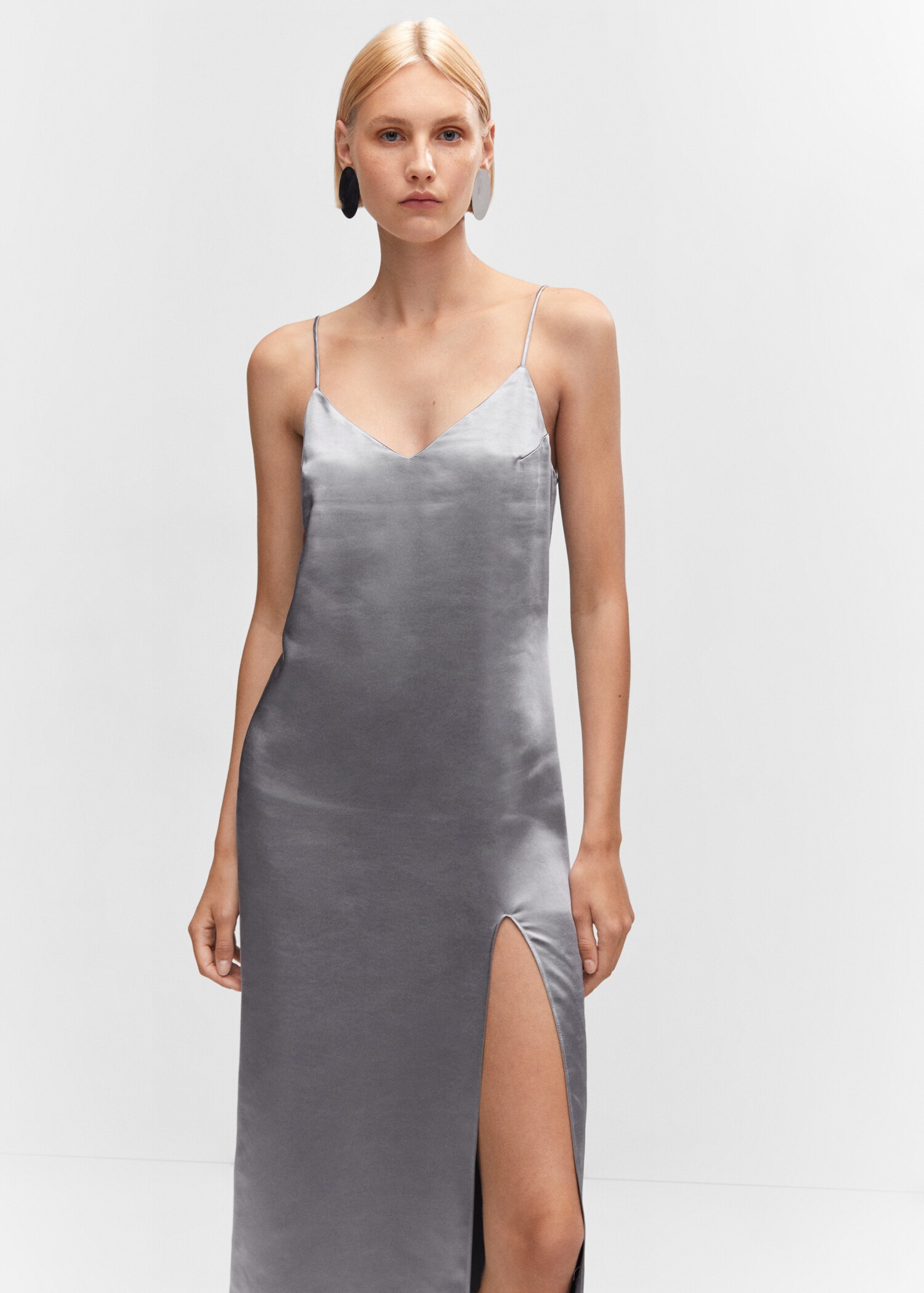 Side-slit satin dress - Medium plane