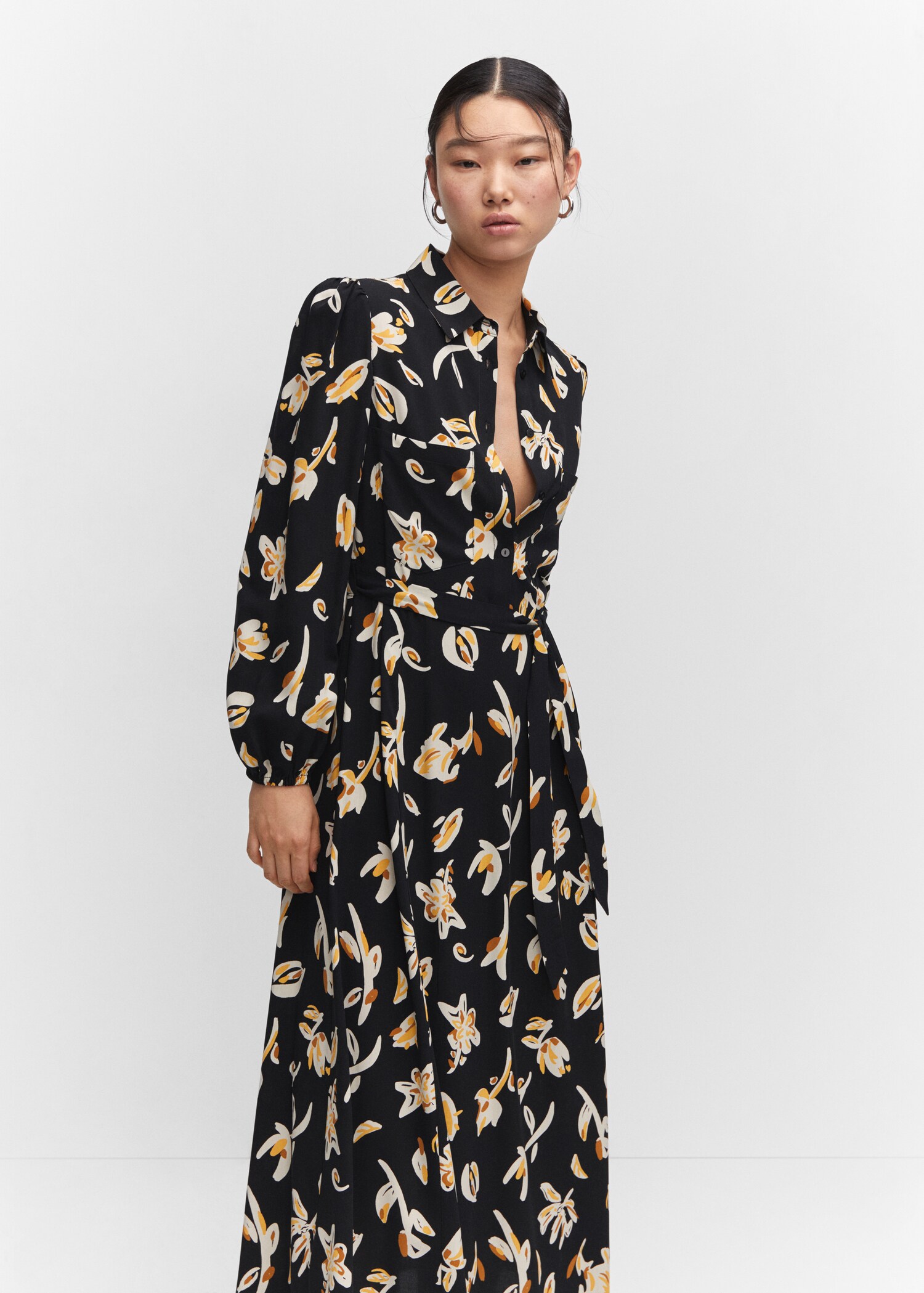 Bedrucktes Hemdkleid - Mittlere Ansicht