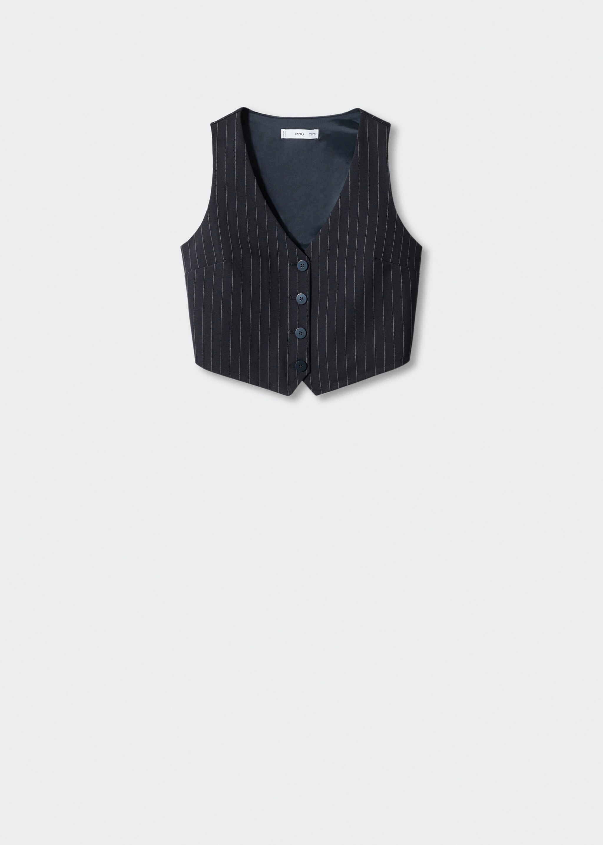 Cropped waistcoat with buttons - Article without model, Dark Navy. Ref: 57083808-00.