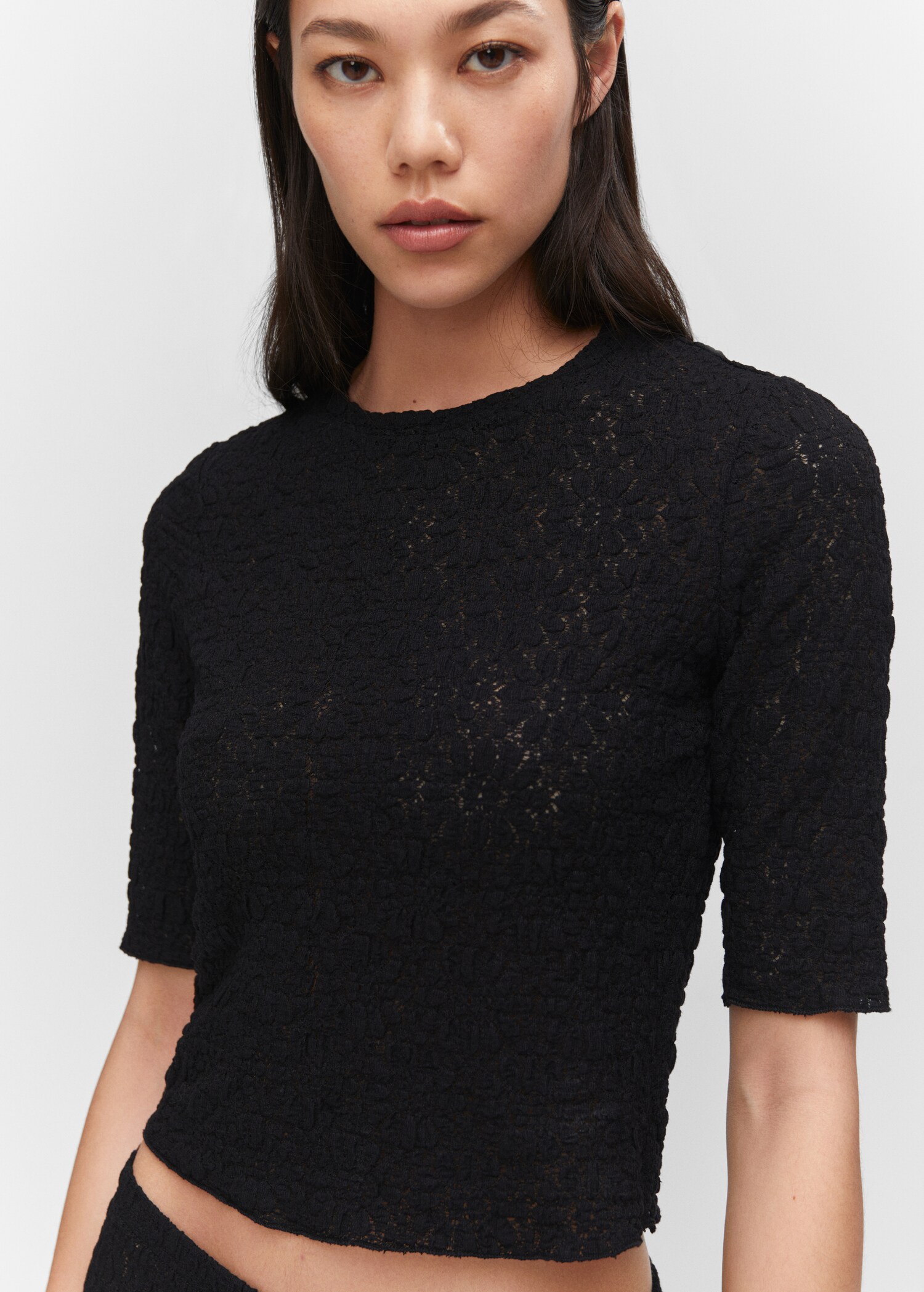 Textured t-shirt - Details of the article 1