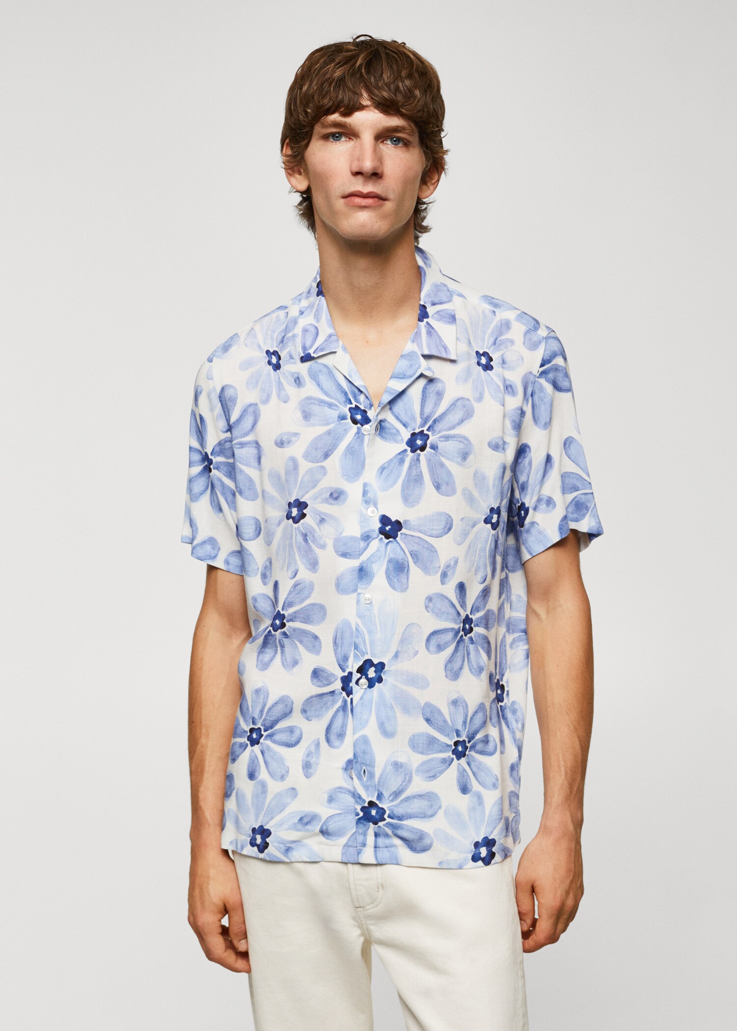 Blouse met bowlingboord en bloemenprint - Middenvlak