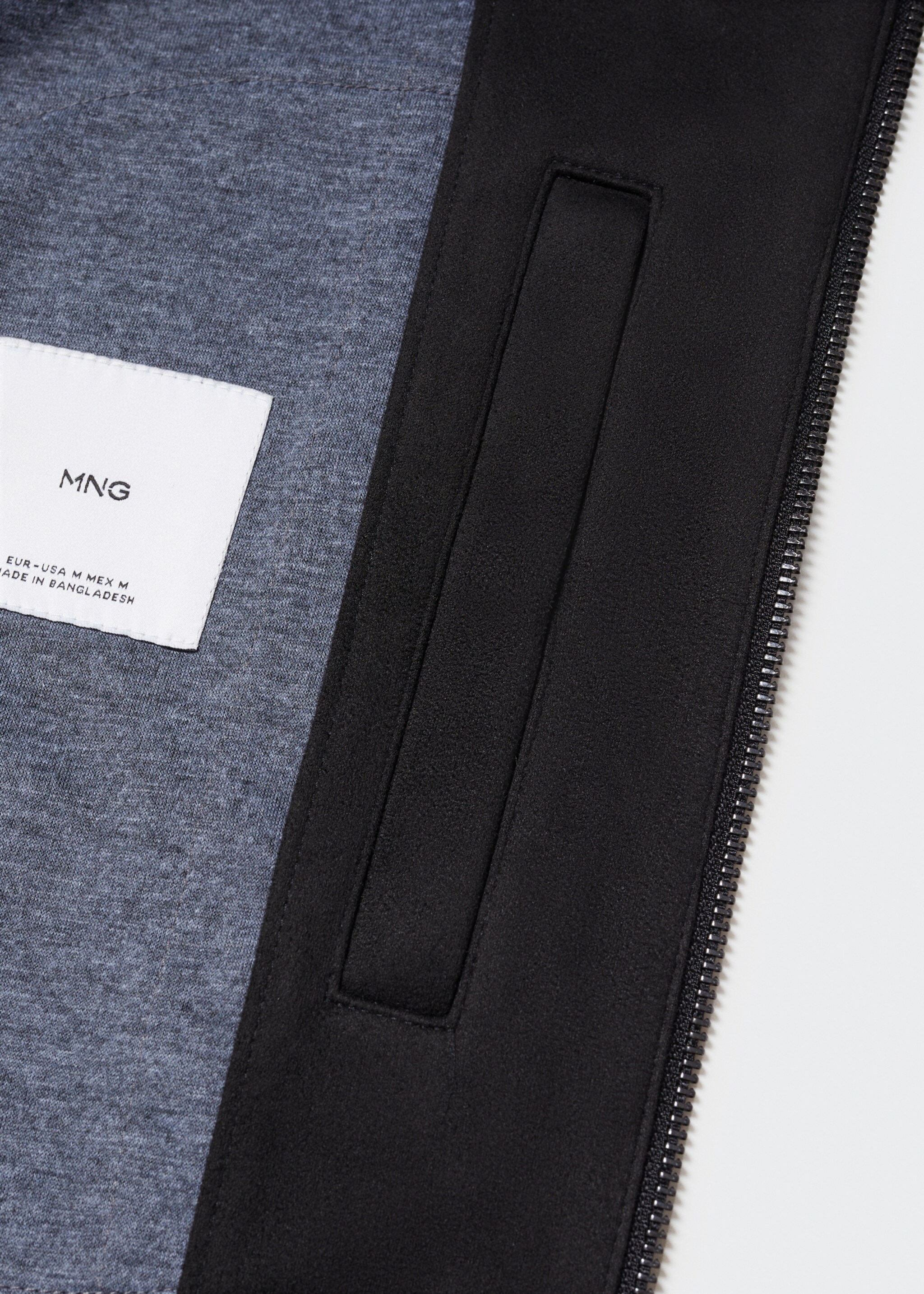 Suede-effect bomber jacket - Details of the article 8, Black. Ref: 57084384-00.