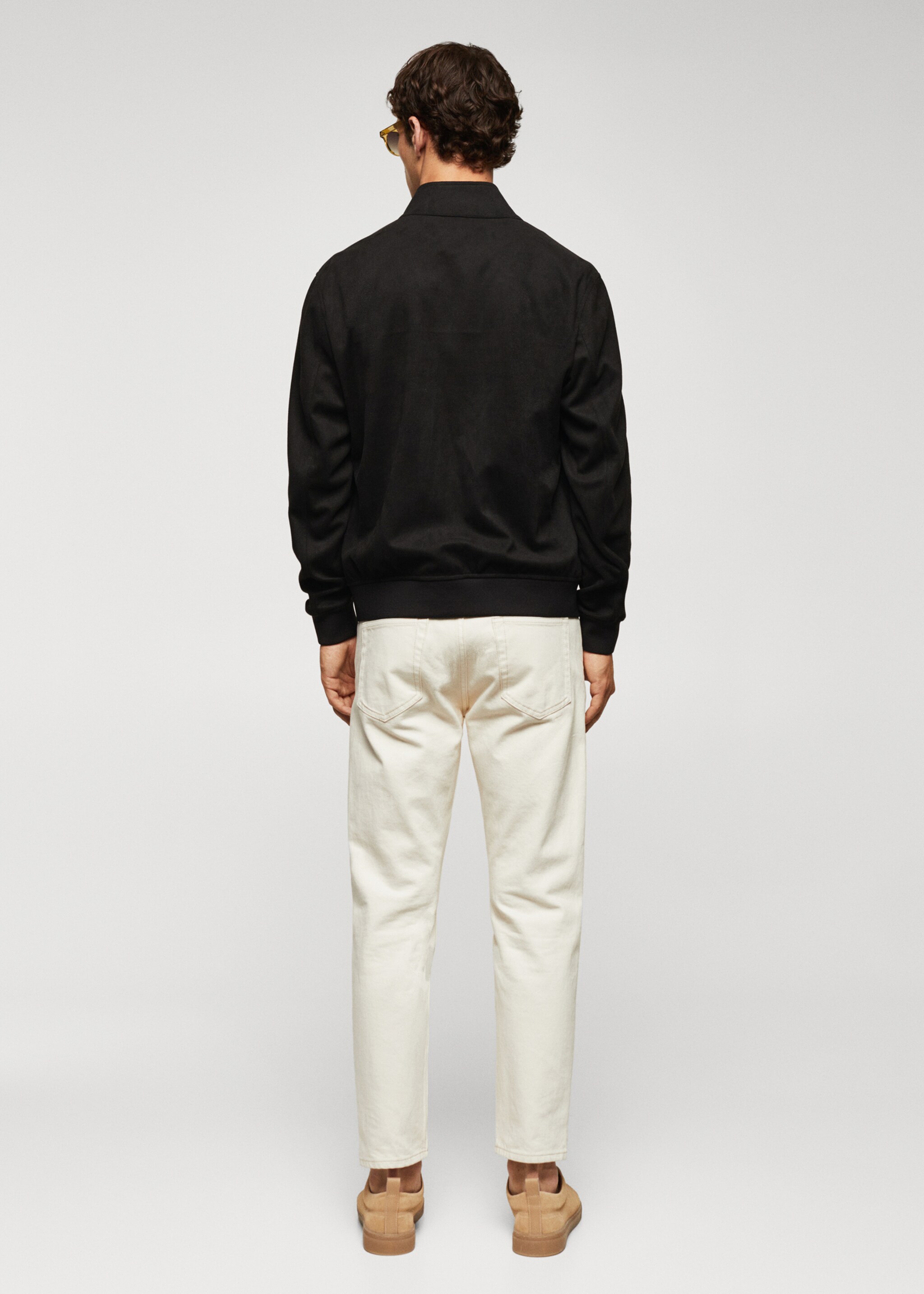 Suede-effect bomber jacket - Reverse of the article, Black. Ref: 57084384-00.