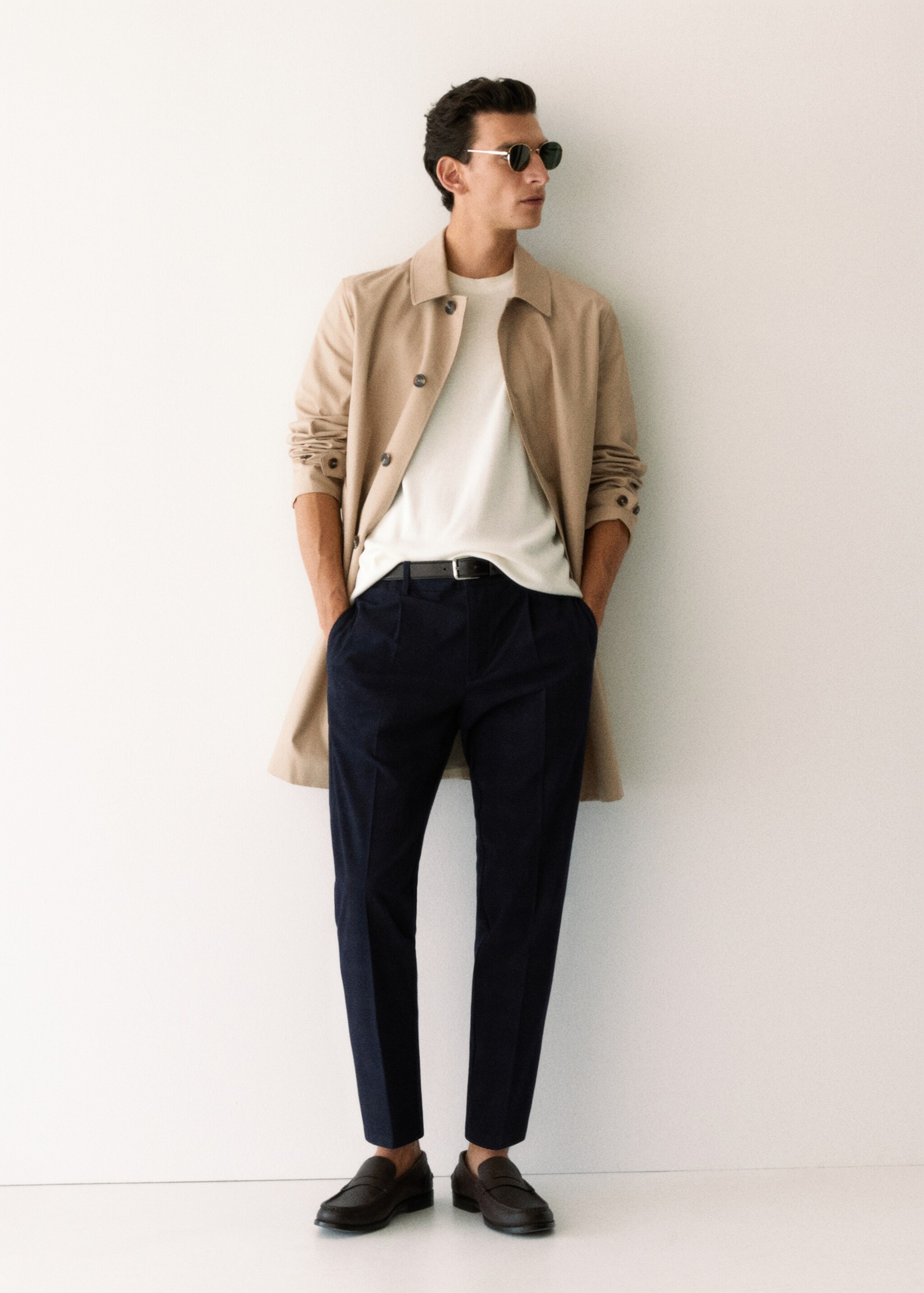 Bavlněný trenčkot water repellent - Detail zboží 5, Světle/pastelově šedá. Ref: 57084385-00.