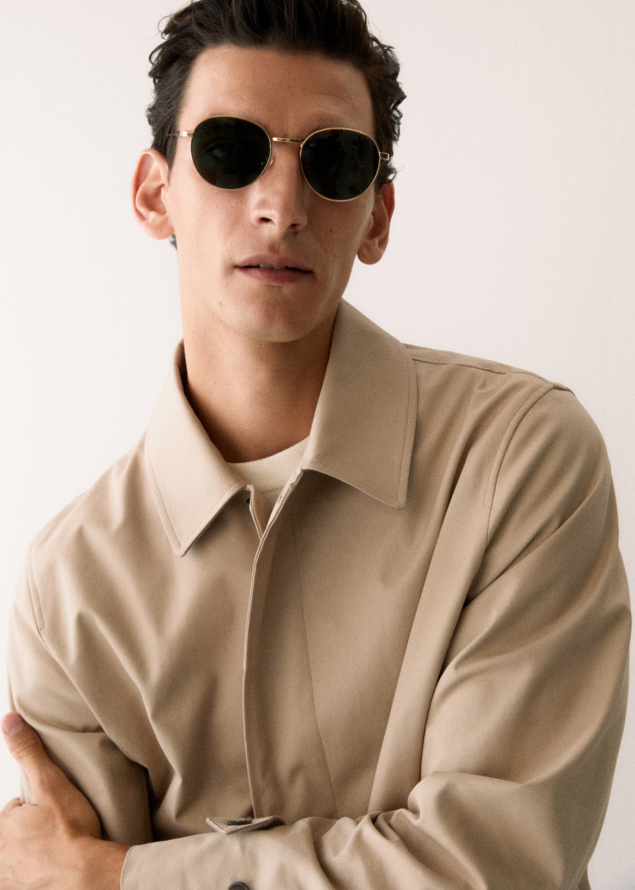 Bavlněný trenčkot water repellent - Detail zboží 7, Světle/pastelově šedá. Ref: 57084385-00.