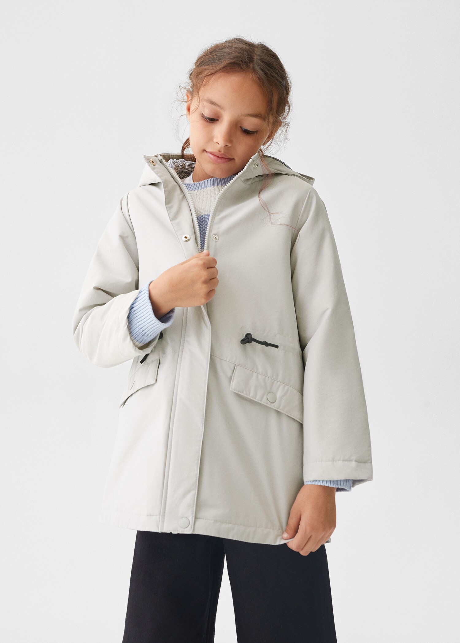 Hooded water-repellent coat - Medium plane