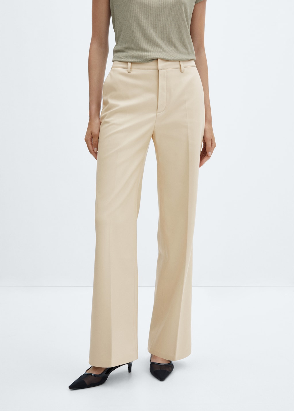 Wideleg leather effect trousers Women MANGO OUTLET Slovakia