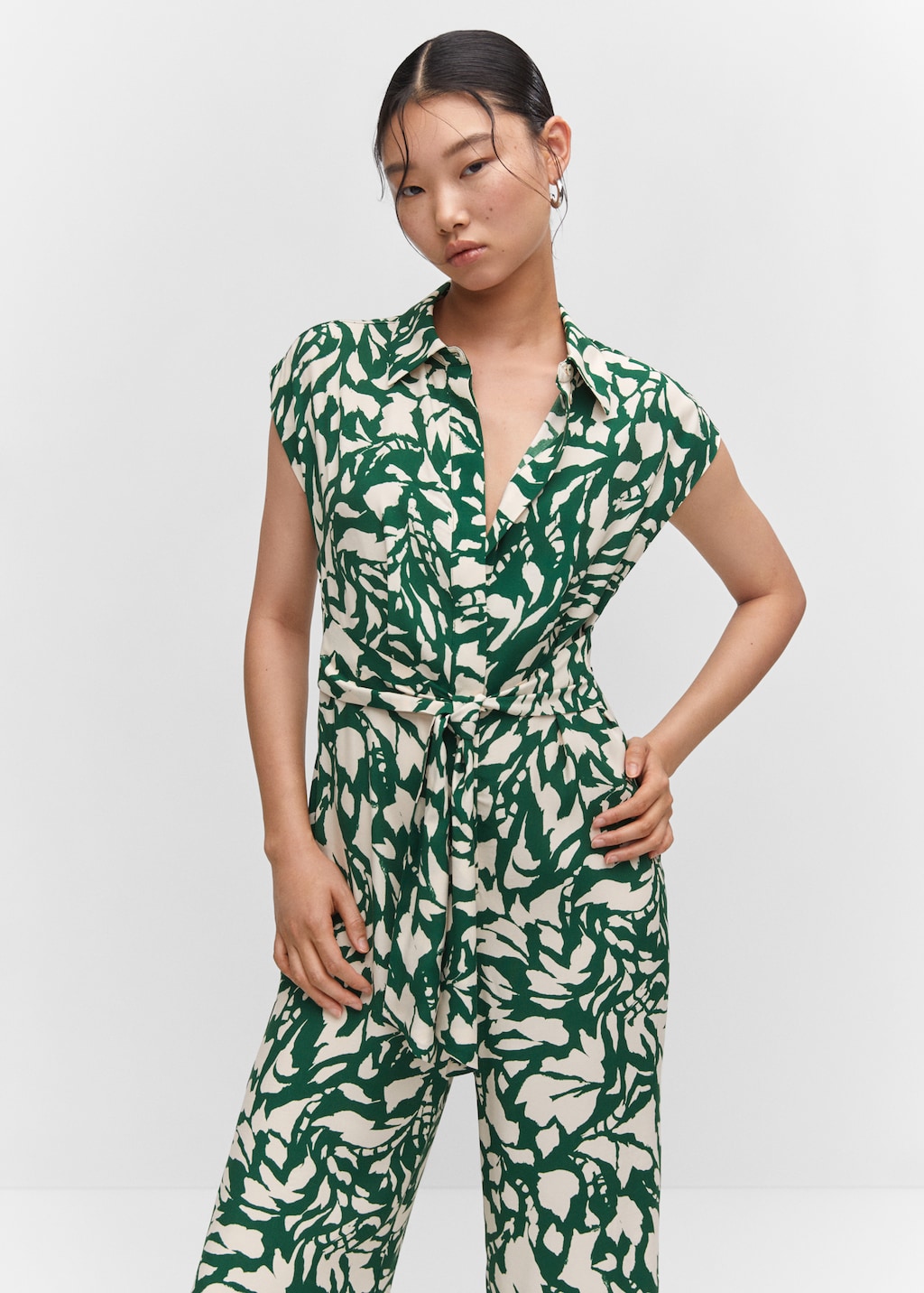 Jumpsuit with bow front on sale