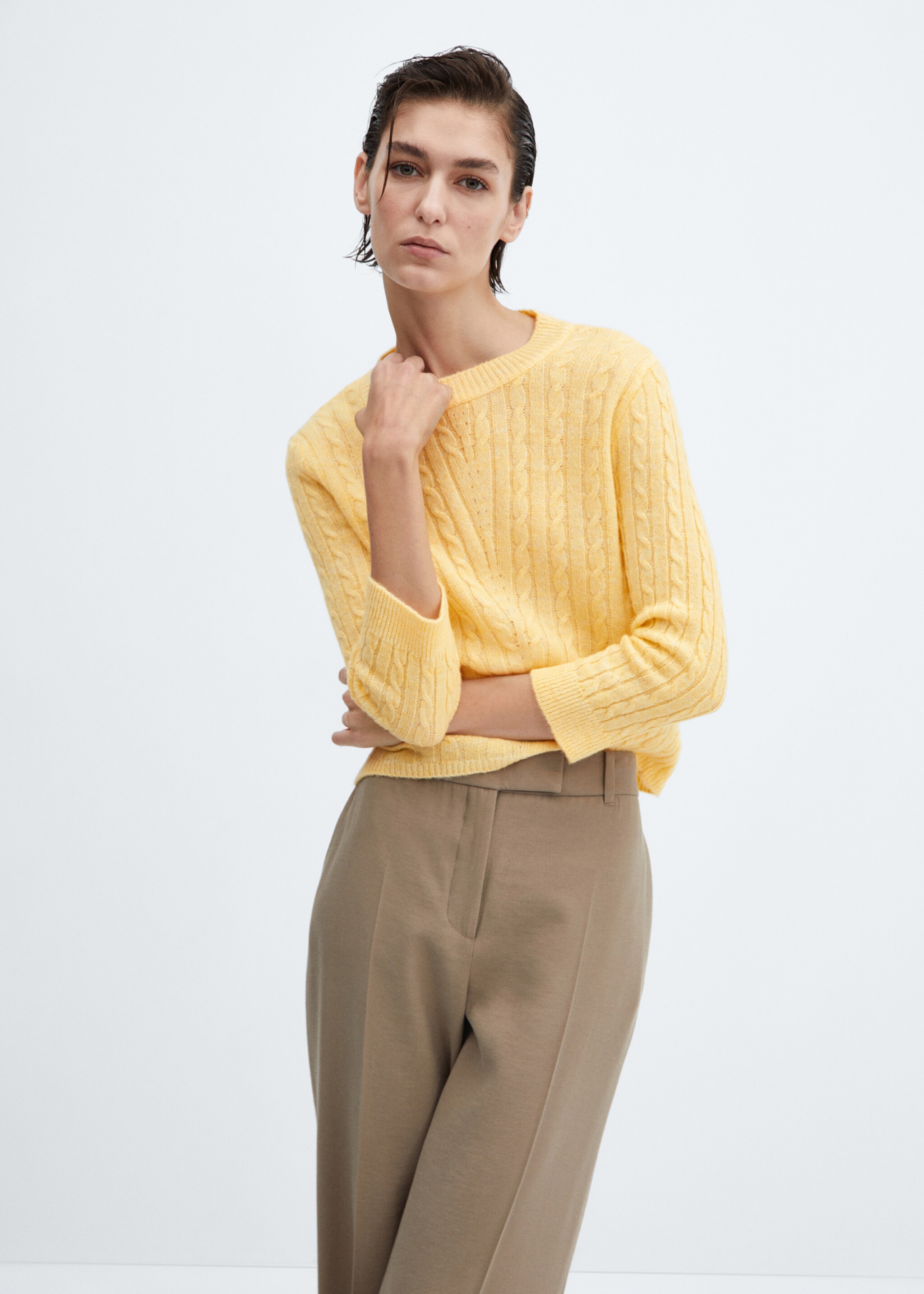 Pullover mit Zopfmuster - Mittlere Ansicht