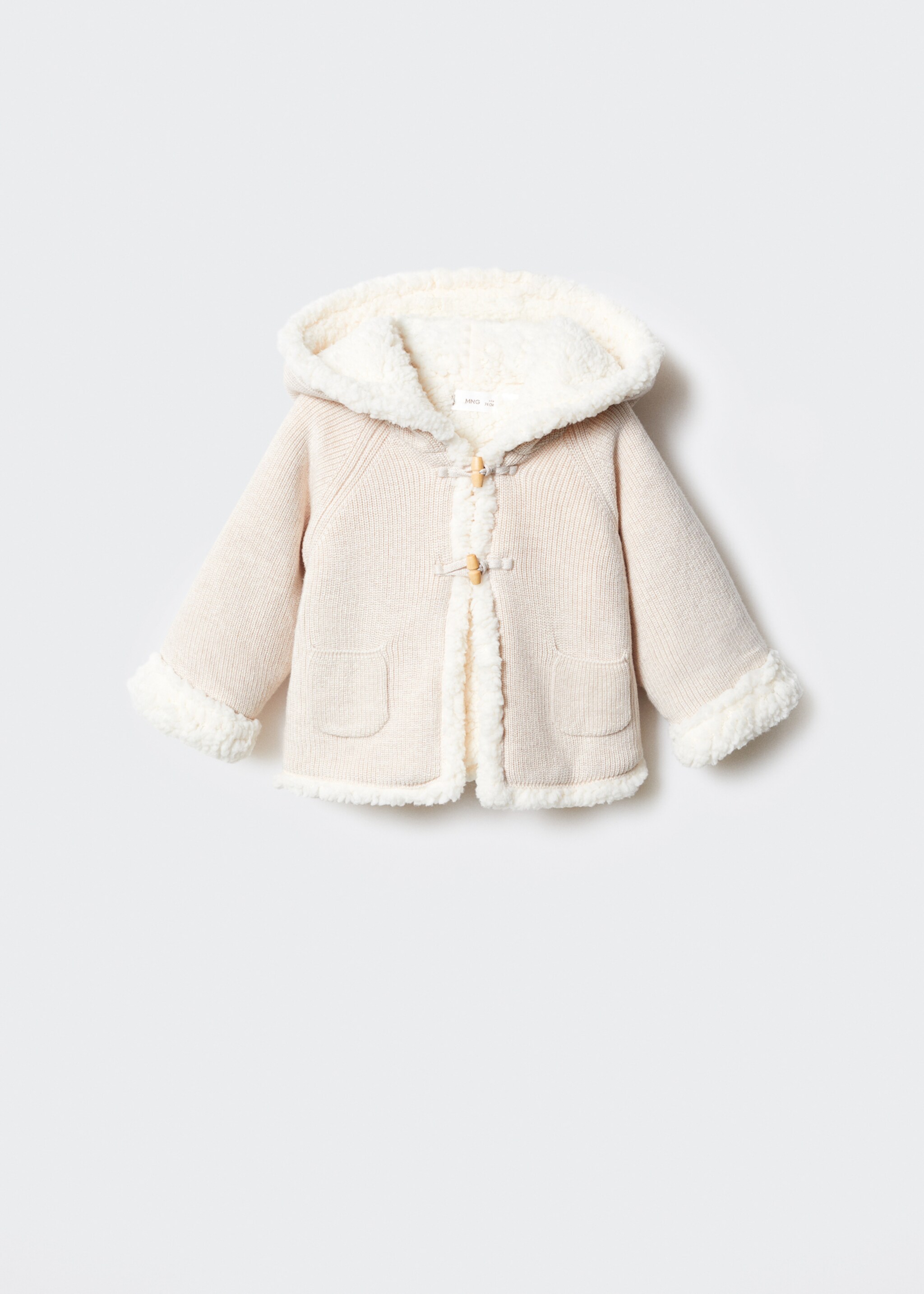 Knitted cardigan with fur-effect lining - Article without model