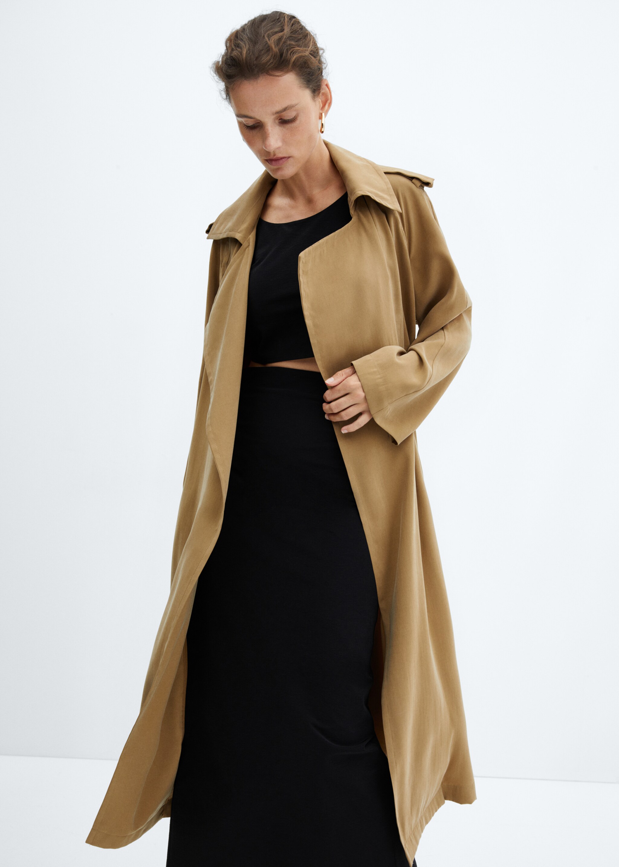 Modal trench coat with tie - Medium plane