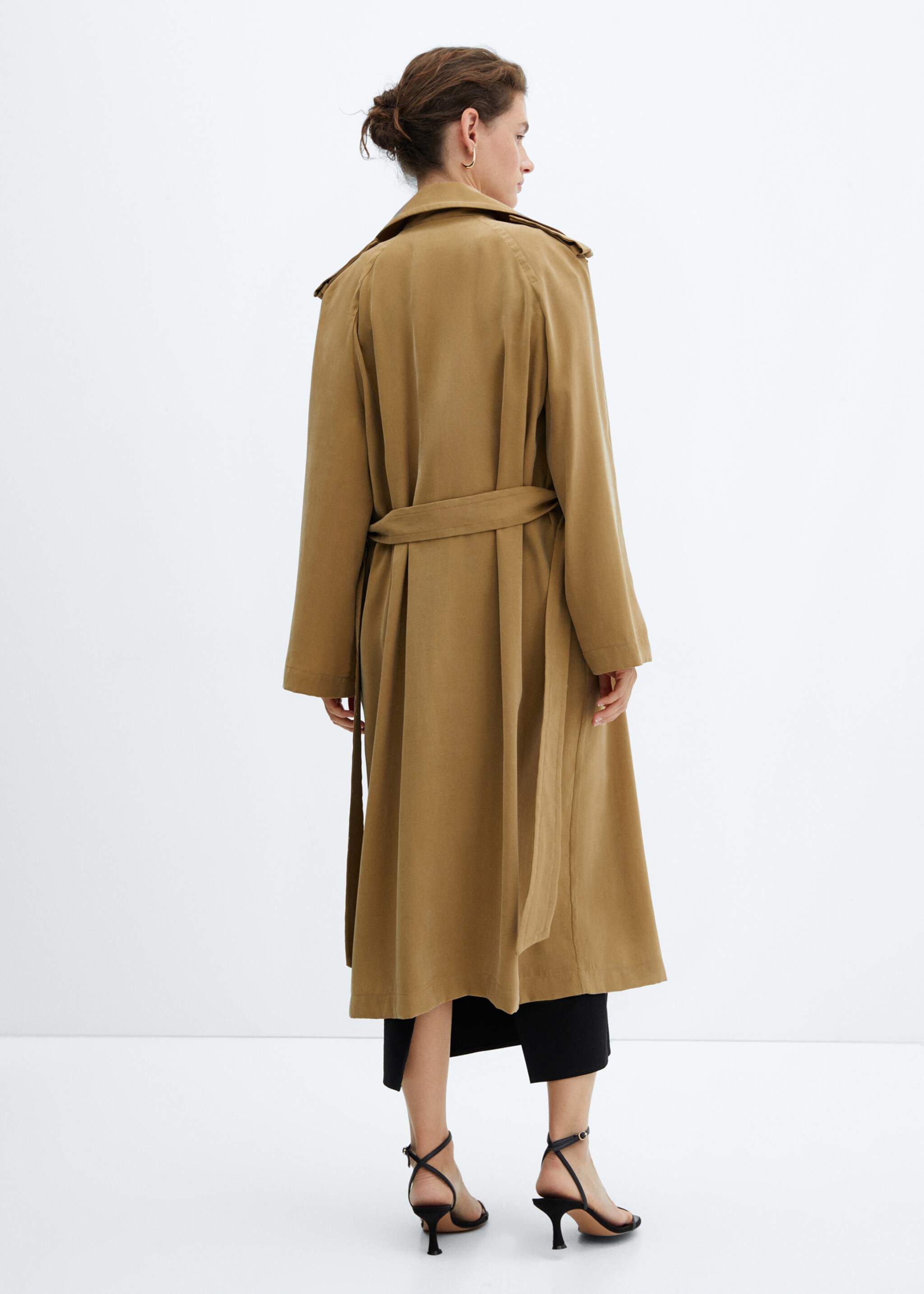 Modal trench coat with tie - Reverse of the article